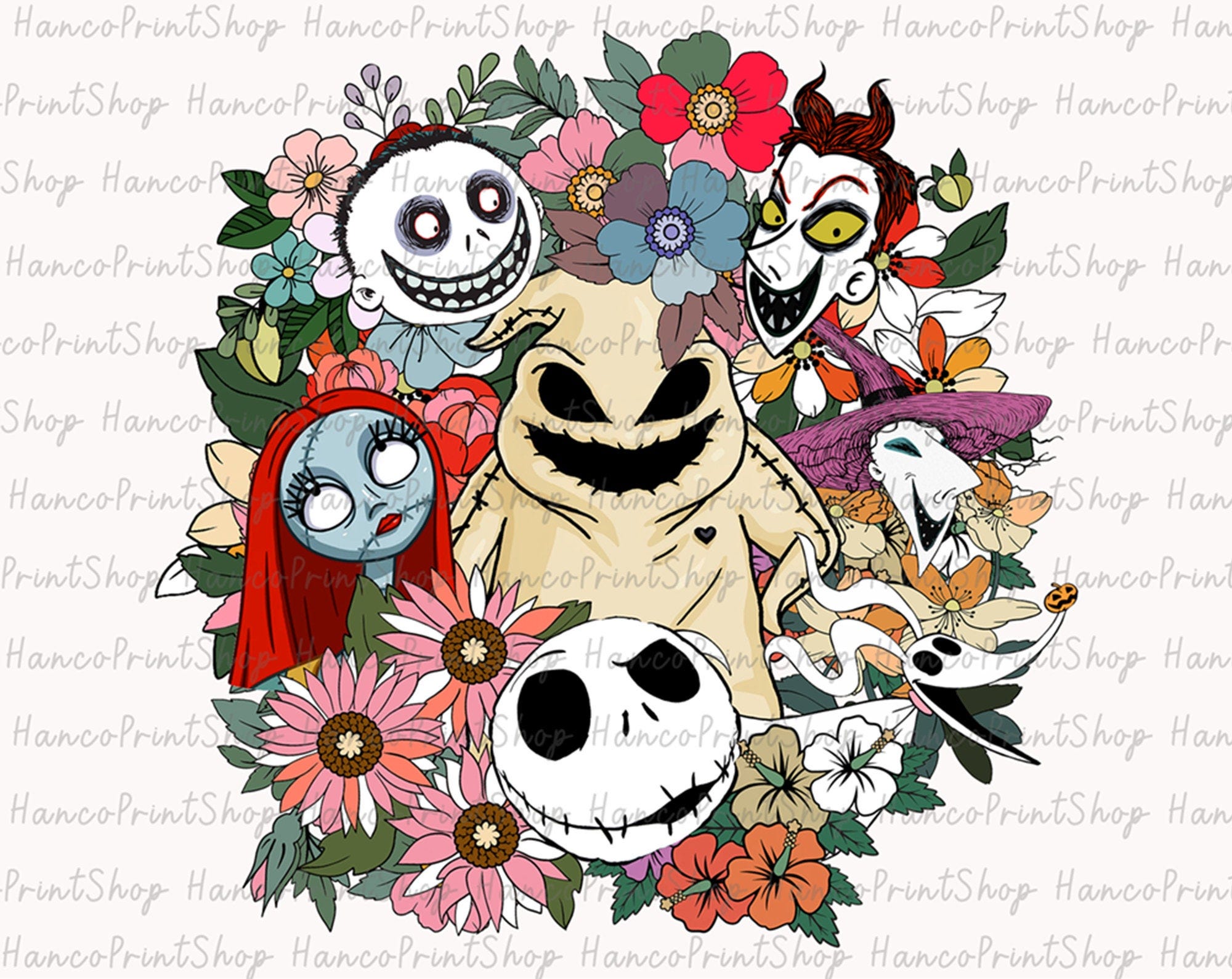 Halloween Nightmare Floral Png, Halloween Png, Halloween Horror Movies Png, Trick Or Treat Png, Halloween Shirt Png, Spooky Vibes Png
