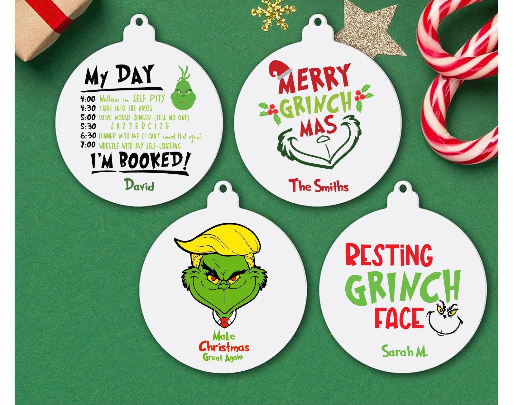 Personalized Grinch Inspired Christmas Ornament