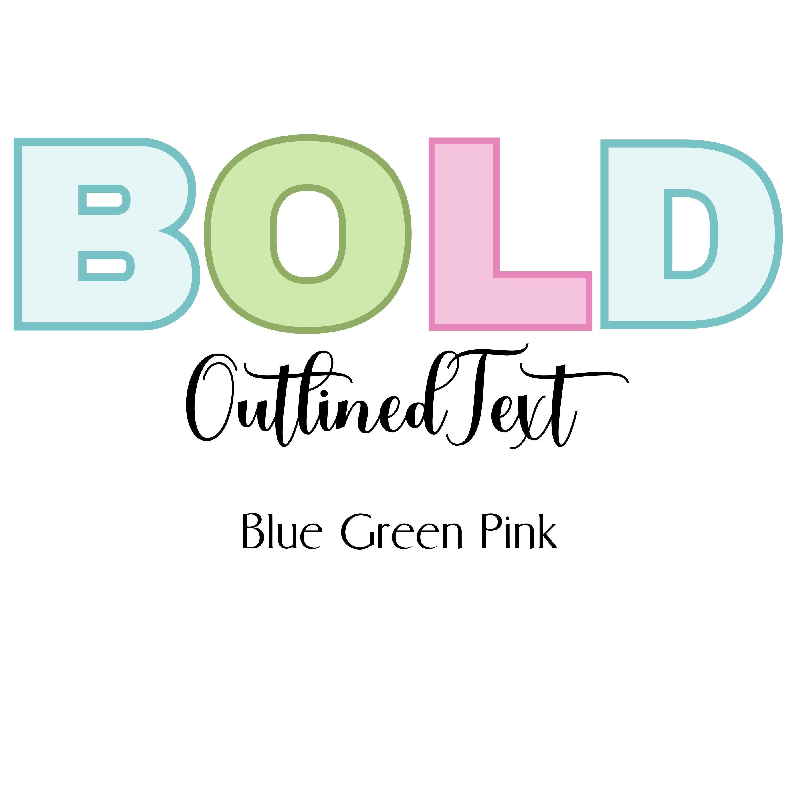 Bold filled Font 3 colors, outline font solid alphabet letters assorted, Outline Fonts,  SVG and PNG files, Block Font, Alphabet text SVG,