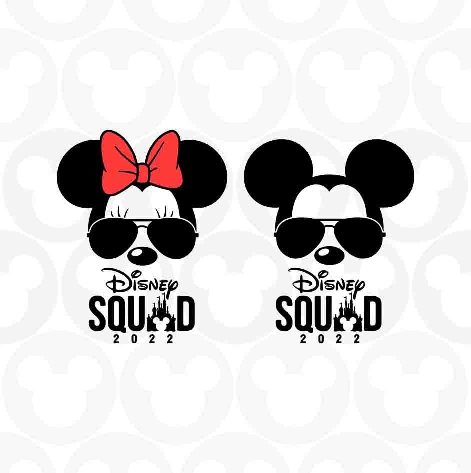 Mickey Minnie Mouse, Squad 2022, Family, Glasses Castle Ears Head Bow, Svg Png Formats, Instant Download, Silhouette Cameo, Cricut