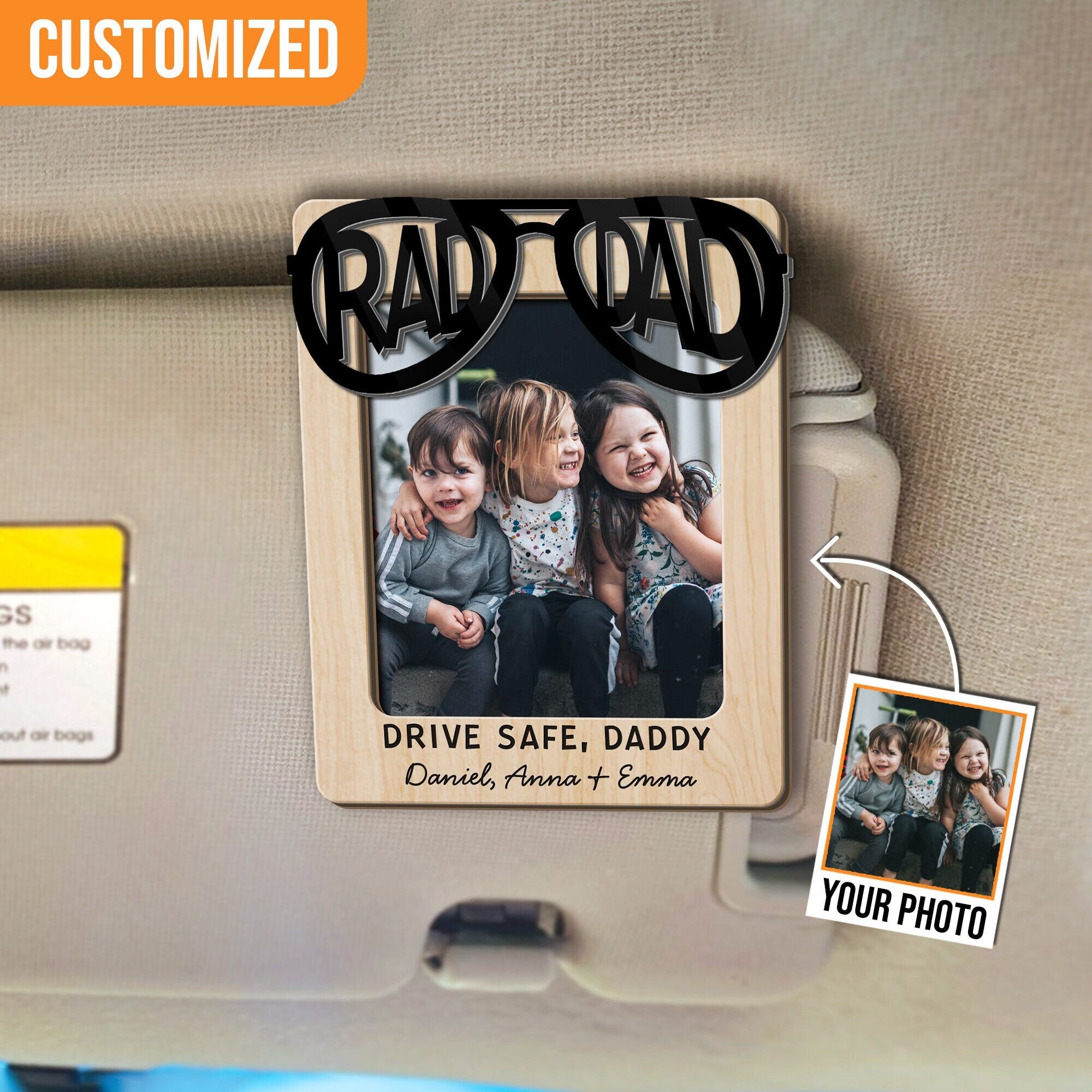 Visor Personalized Photo Clip, Picture Visor Clips, Custom Cool Gift For Rad Dad, Father