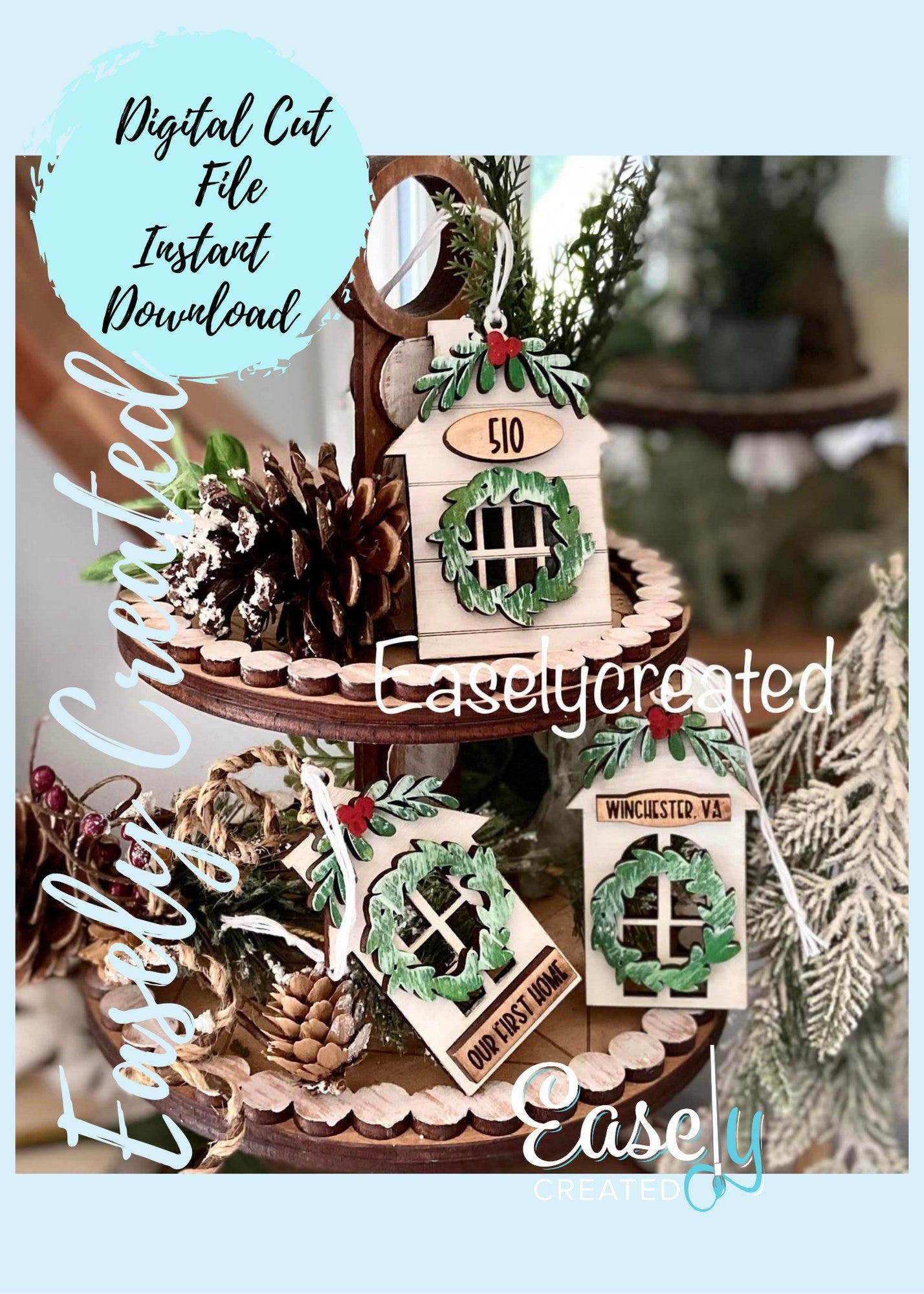 Christmas Zipcode Home  Ornament Digital File - Farmhouse Winter Ornaments -  Zip Code Home Sweet Home  Glowforge Laser Ready SVG