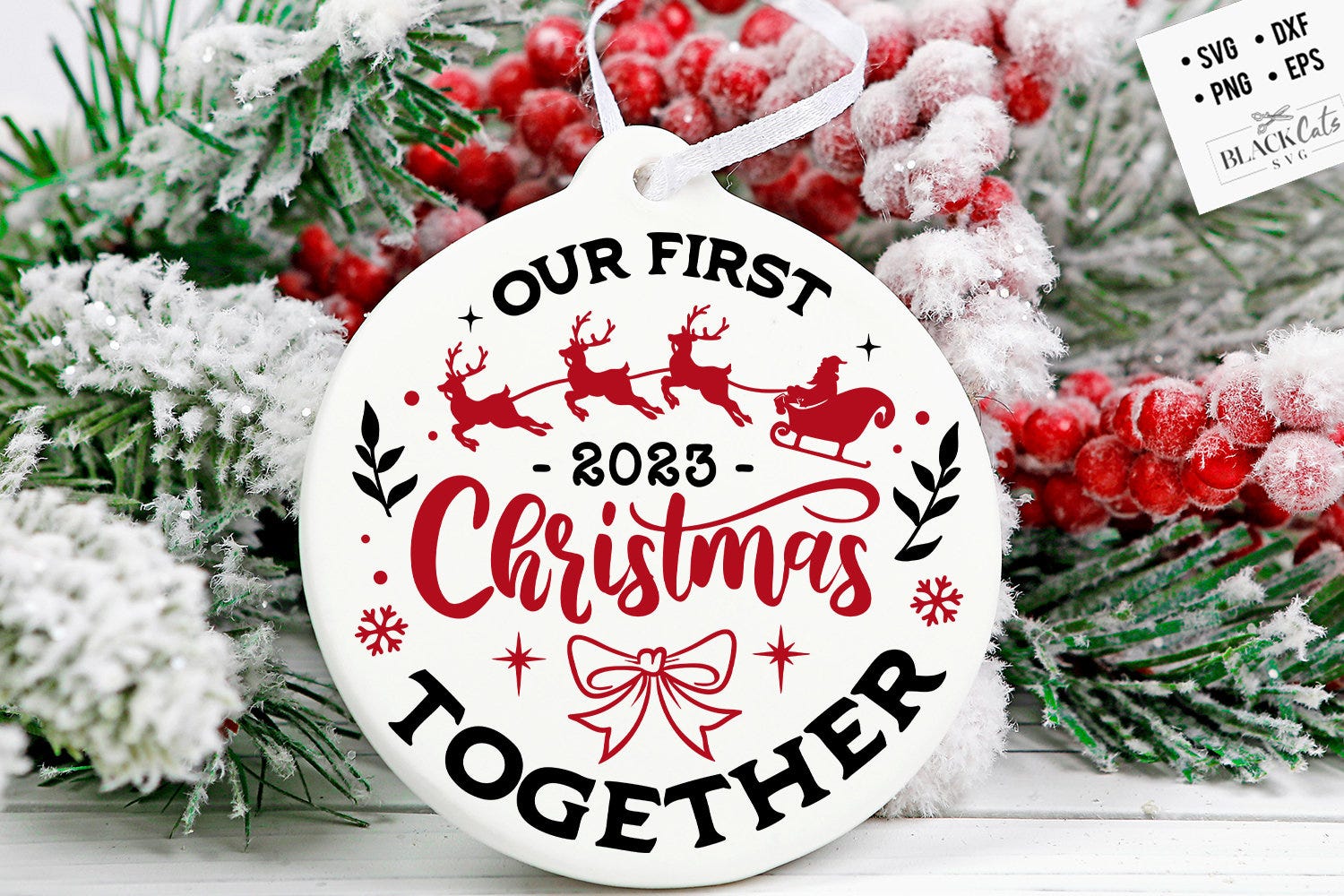 Our First Christmas 2023 svg, First Christmas ornament svg, Our first Christmas, First Christmas round ornament svg, Christmas Together