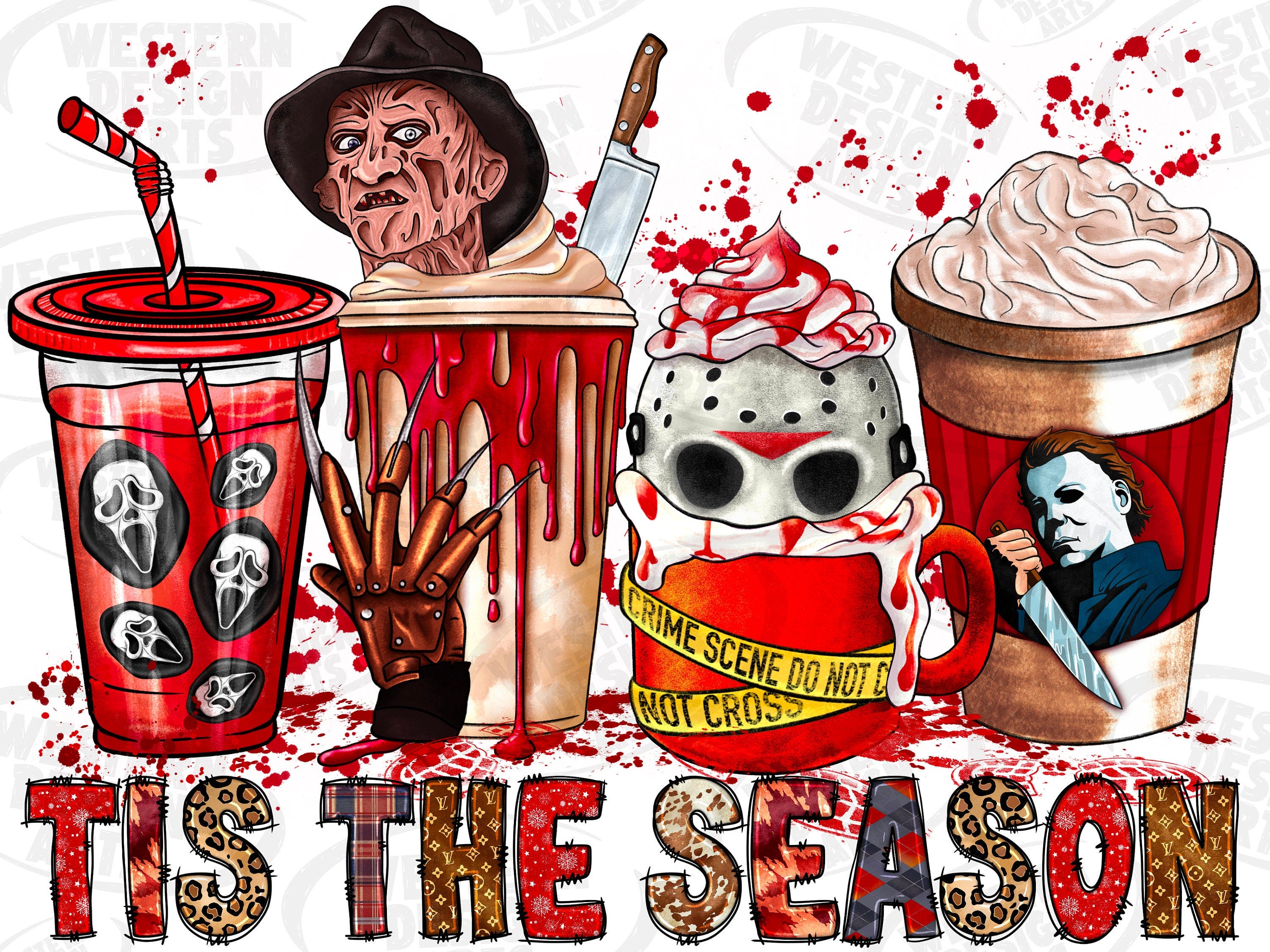 Horror Characters Coffee Png, Halloween Coffee Png,Horror Png, coffee cup sublimation digital, Horror Coffee,Halloween Coffee,Tis The Season