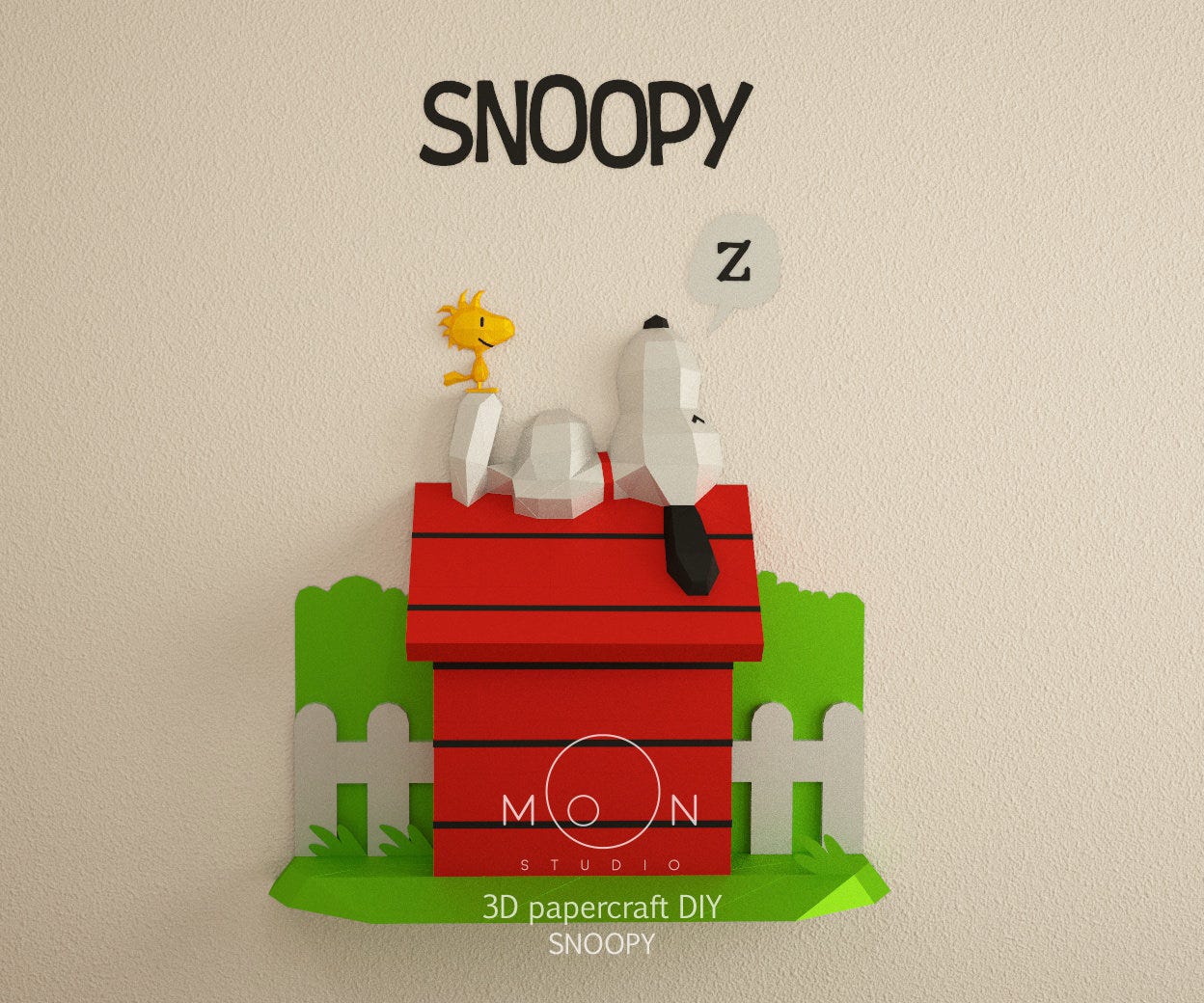 Snoopy, DIY, Papercraft, PDF, Svg, Dxf, Low Poly, 3D model, Craft, Paper, TV, Series, Room Decor, Wall Decor