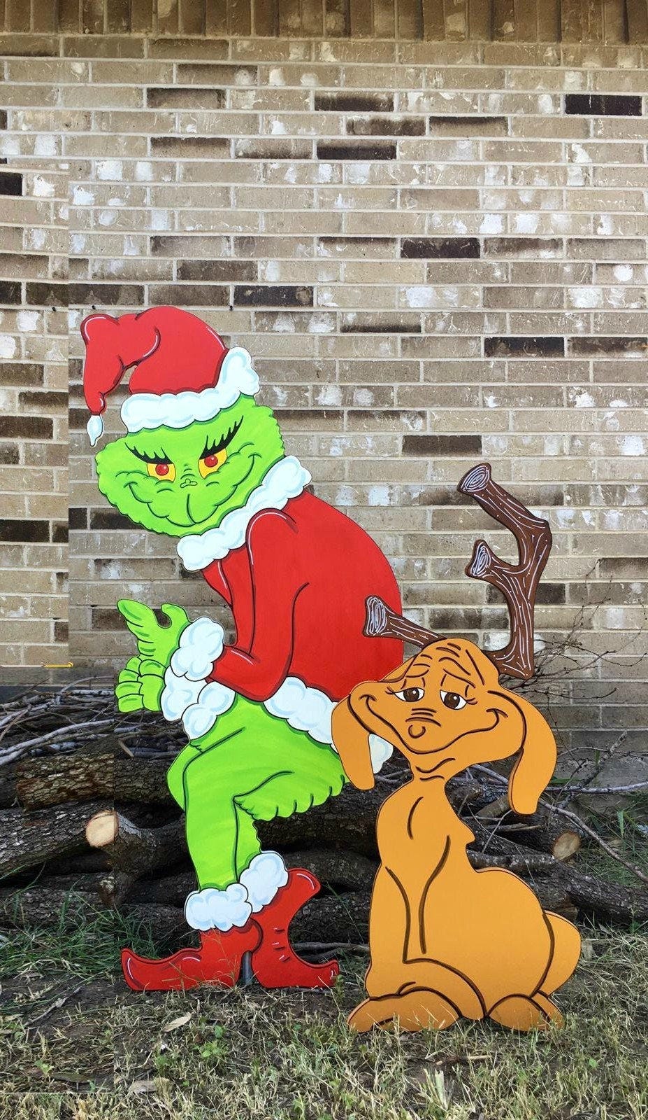 GRINCH Stealing the CHRISTMAS Lights Lawn Yard Art Decoration Decor Cute Max the Reindeer LEFT