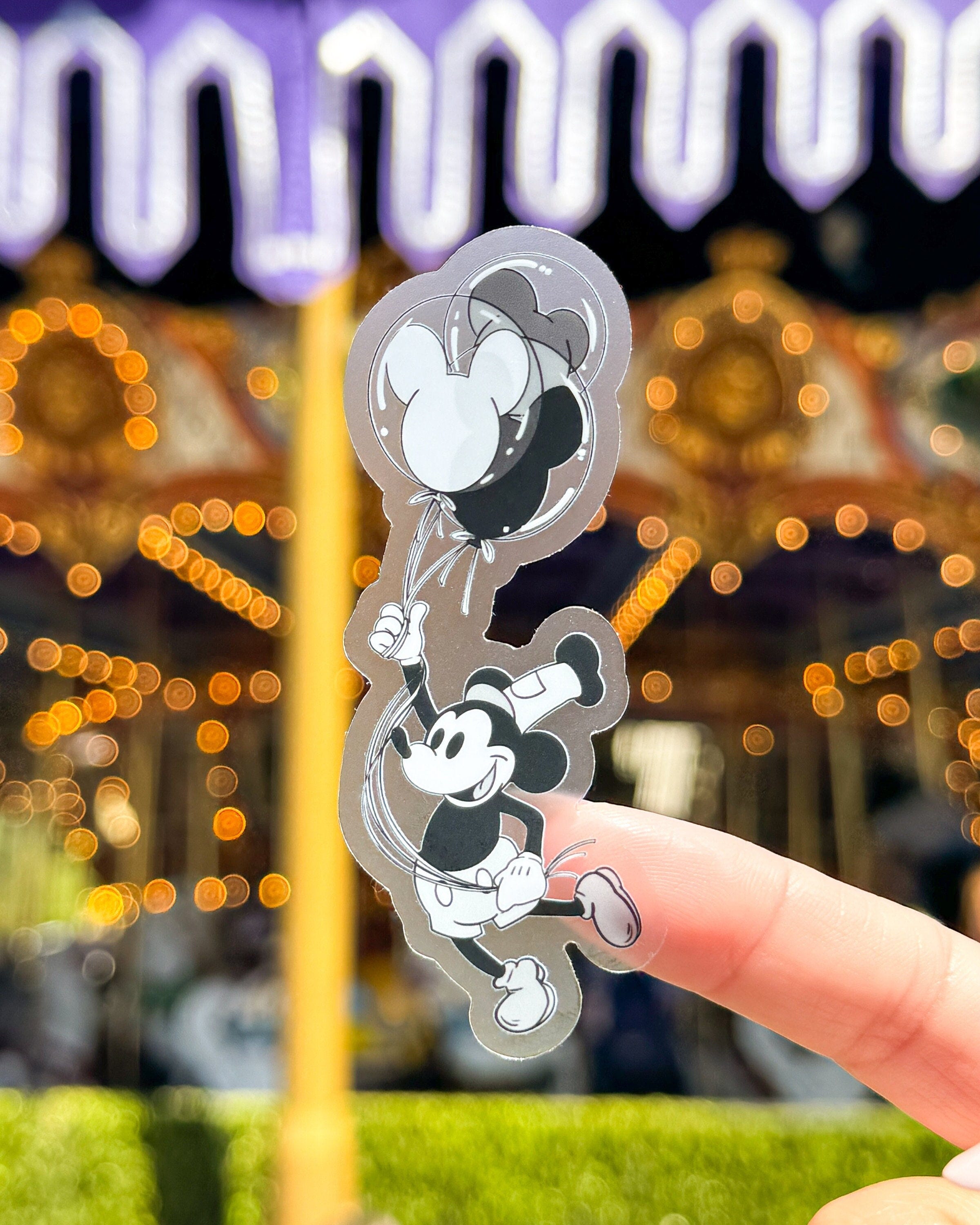 Steamboat Willie Mickey Balloon Transparent Sticker/ Vintage Old School Throwback Disney decal cell phone case water bottle sticker