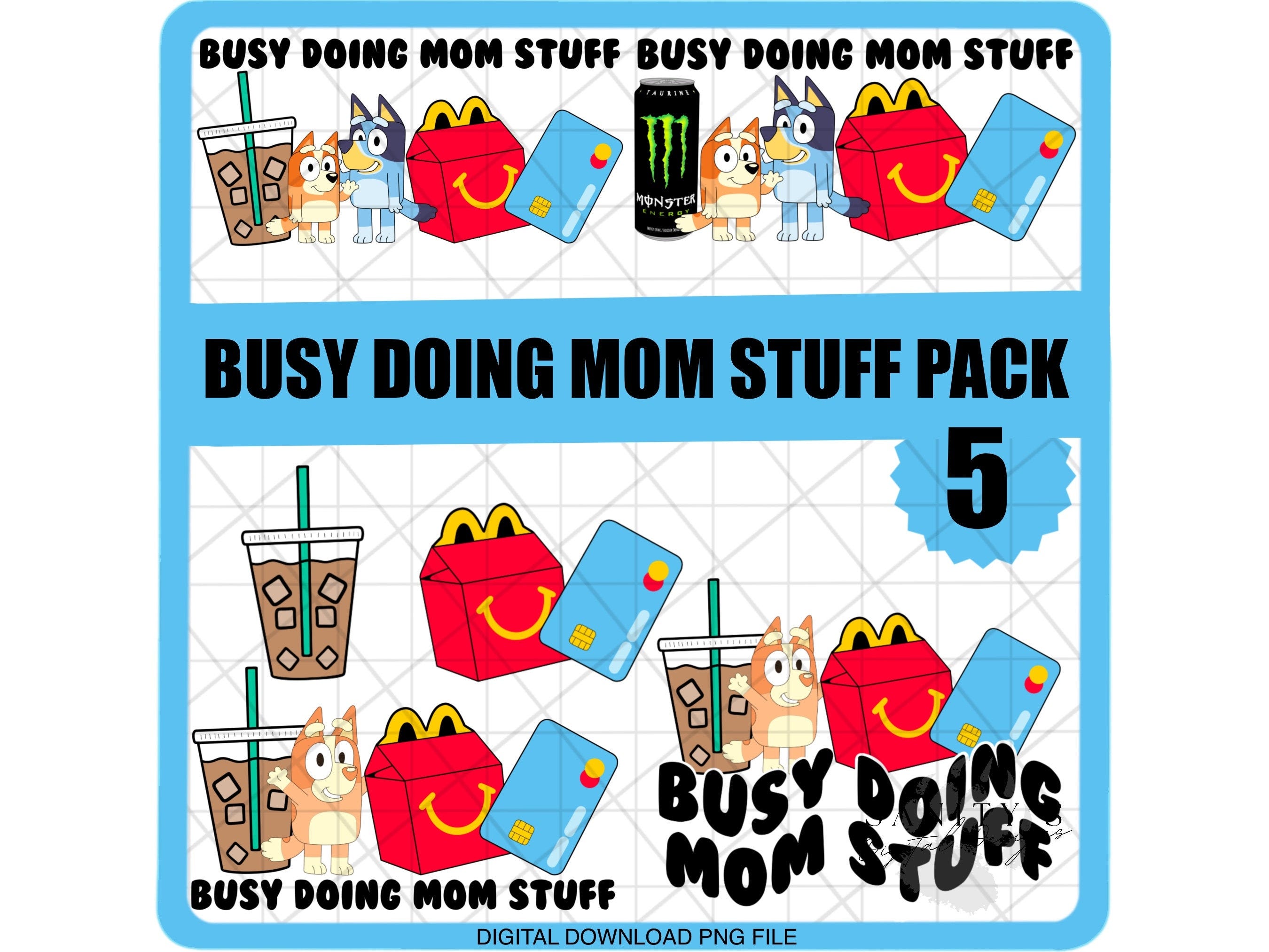 Busy doing mom stuff png, Mom, Instant Download, 5 Bundle, Wavy Letters, PNG Digital File