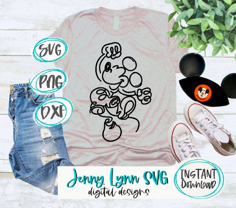 Mickey Mouse Disneyland SVG file Mickey Silhouette Cricut Cut File Sketch Minimalistic Line Art Disneyland Mouse Disneysvg Jenny Lynn SVG