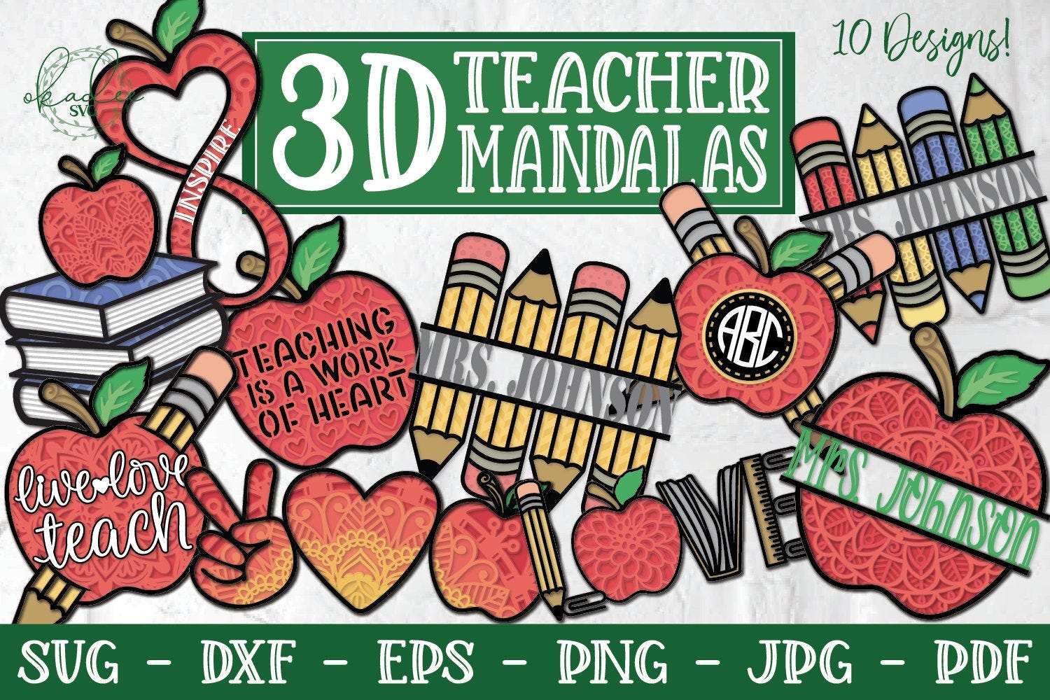 3D Teacher Mandala SVG Bundle, Layered Teacher SVG, 3D Apple SVG, Apple Mandala Svg, Teacher Mandala Svg, Educator Mandala Svg, Papercut