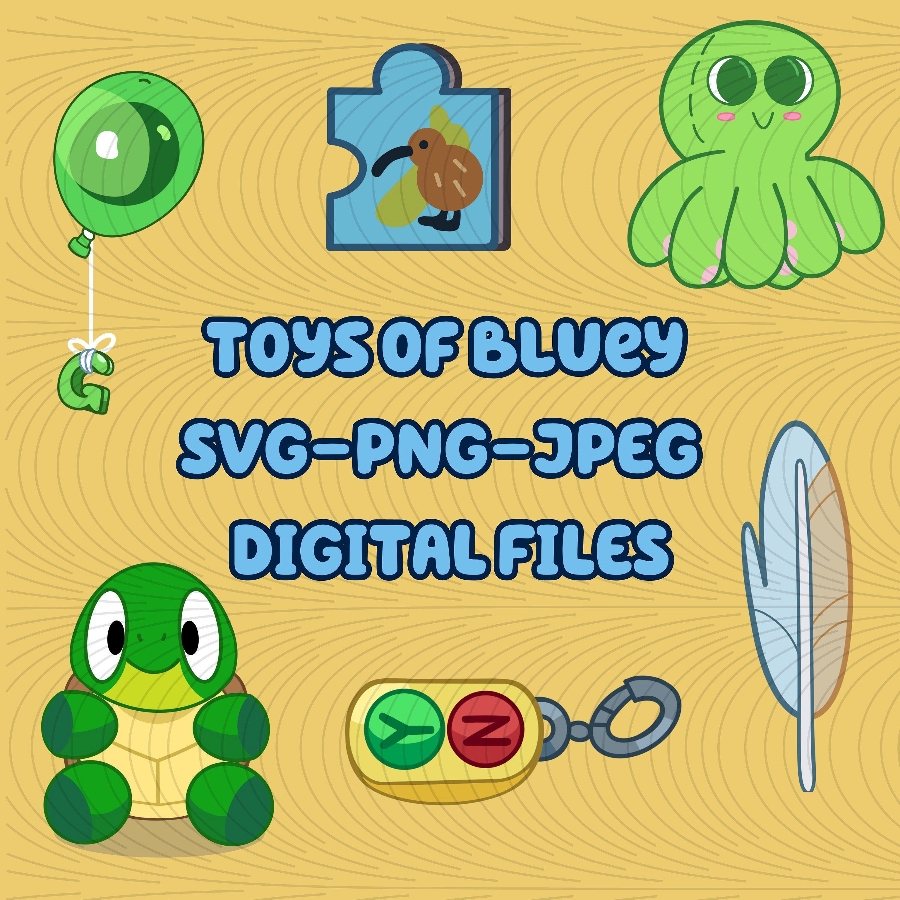 Toys of Bluey SVG - PNG - JPG Bundle- Bluey Toys & Object Images- Bluey Svg Cricut Bundle- Bluey Friends png- Bluey Birthday Invitation