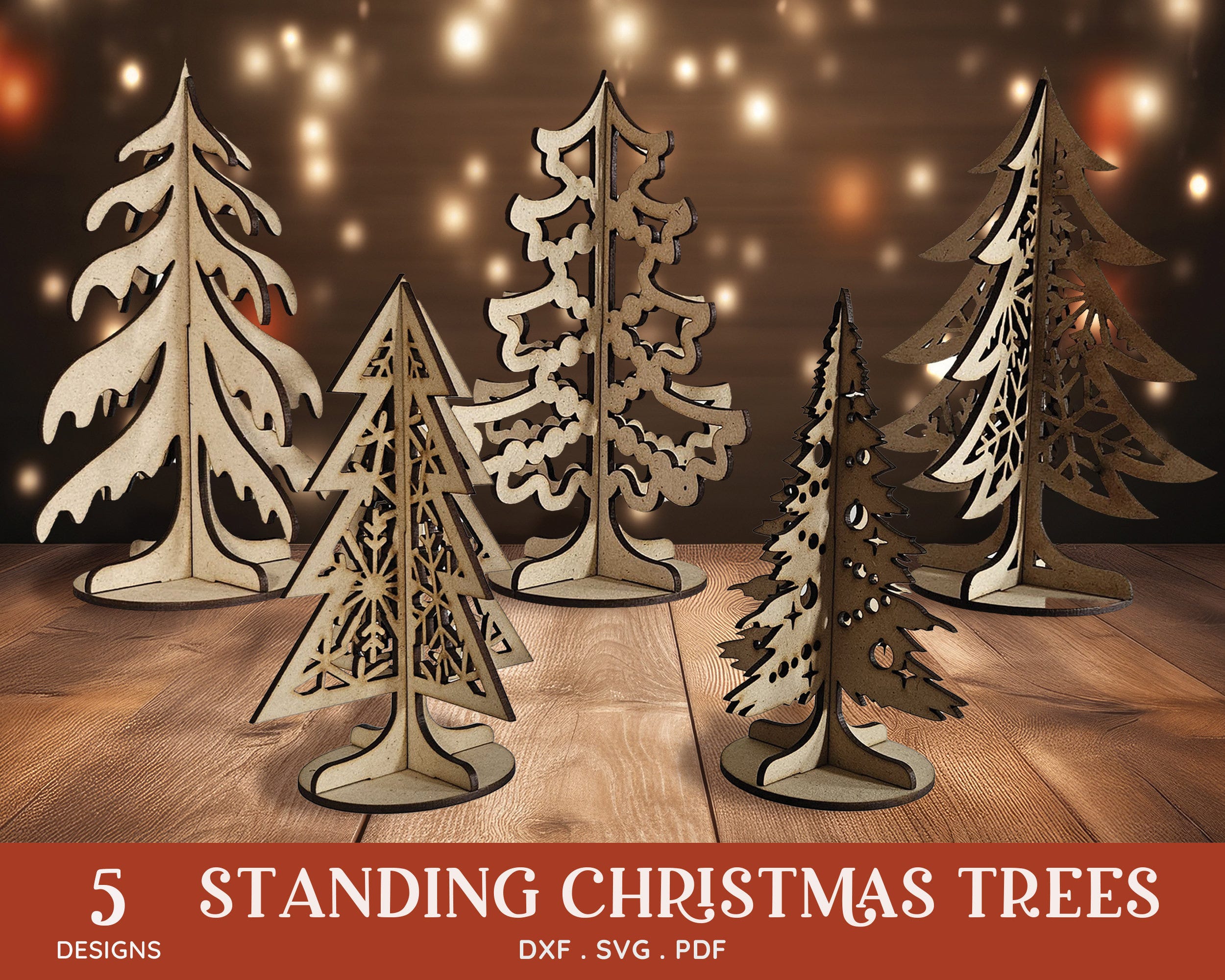 BUY 4 GET 50% OFF Standing Christmas Tree laser cut files for glowforge and cricut - christmas tree svg standing tree christmas decoration