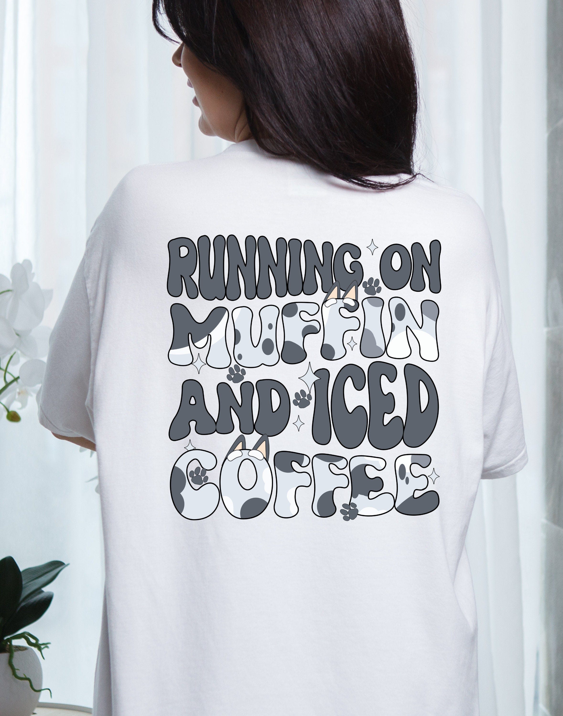 Running On Muffin And Iced Coffee Graphic Tee T-Shirt for Women Moms