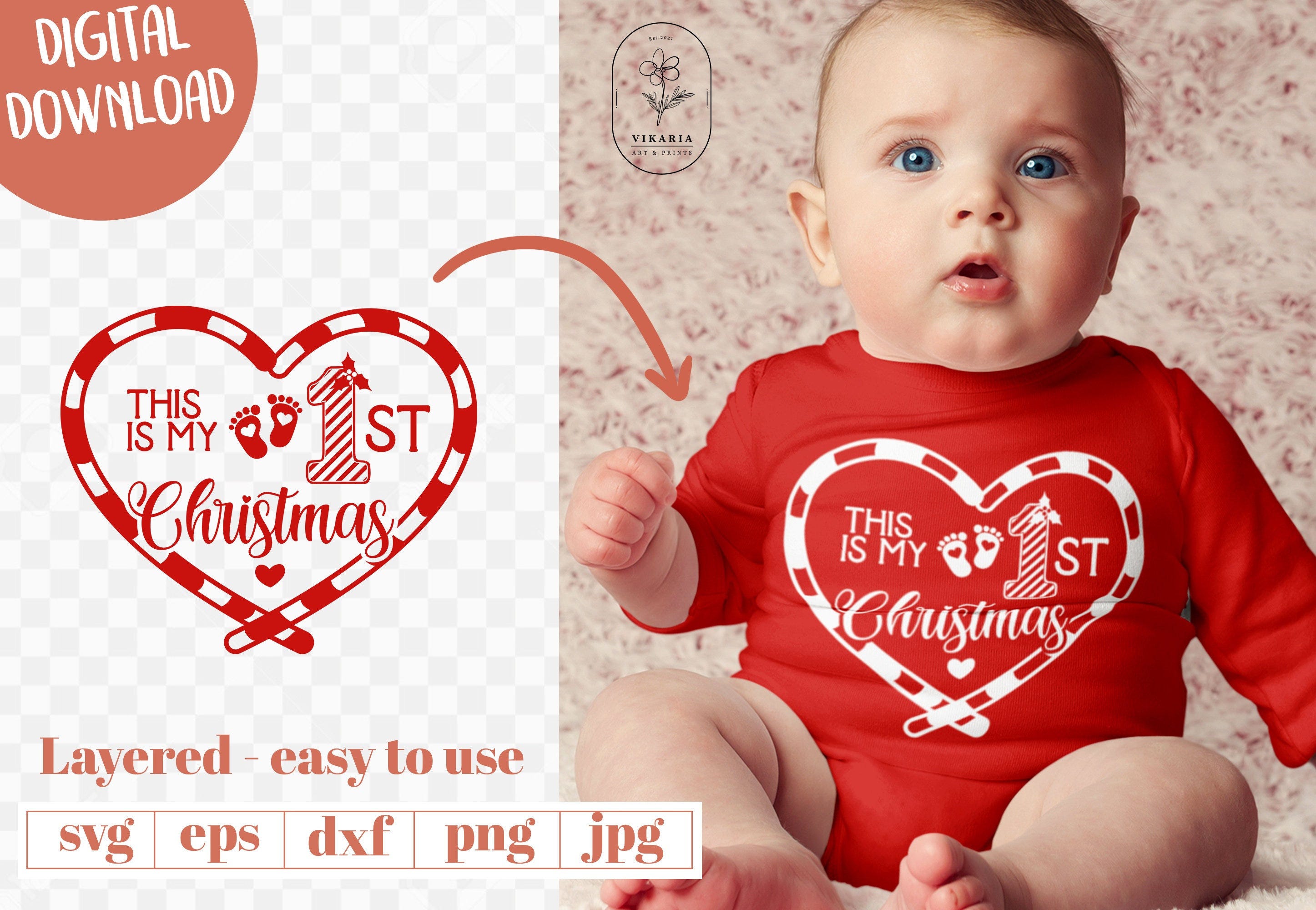 This is my first christmas, Baby First Xmas SVG, Newborn 1st Christmas, Baby Shower Gift, Baby