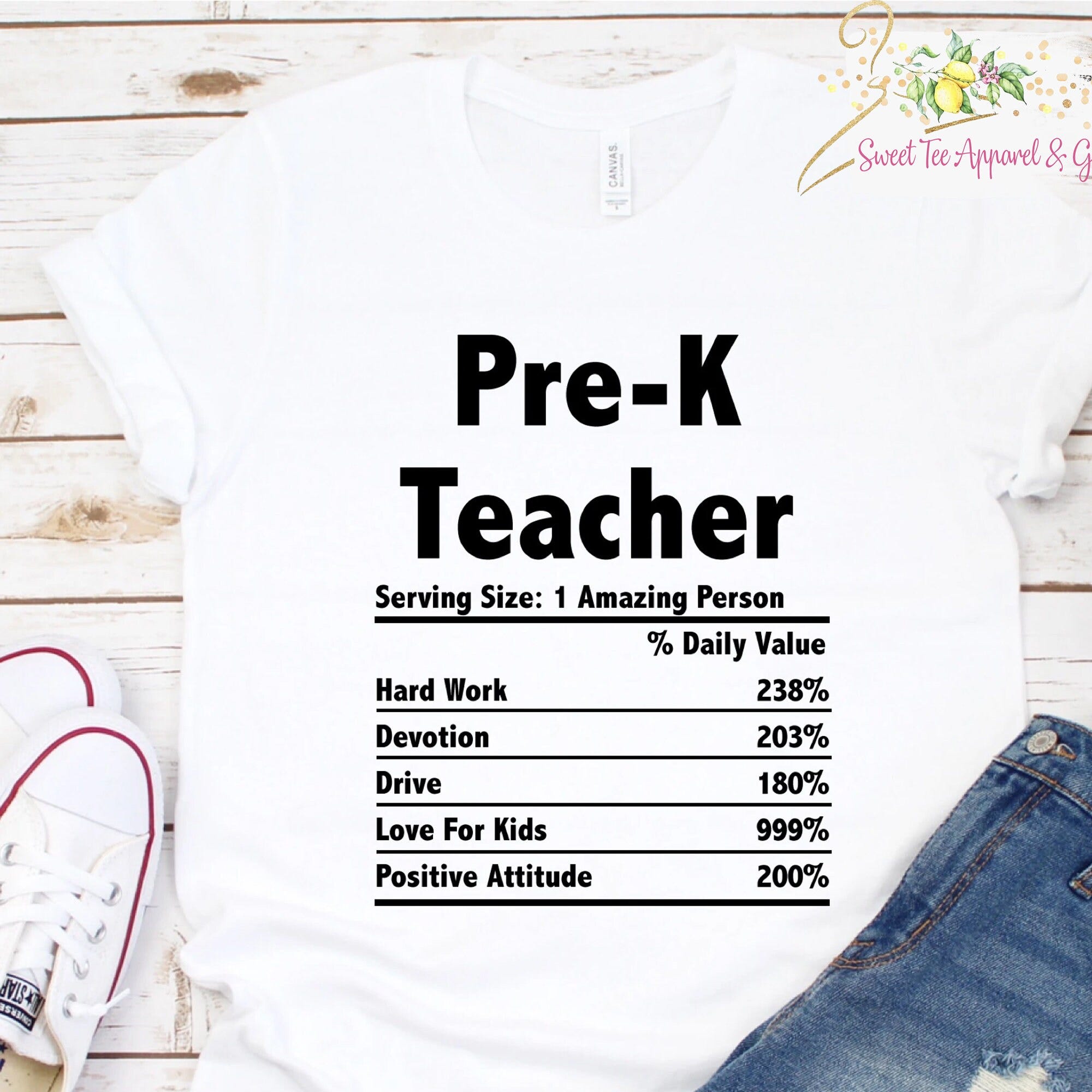 Pre-K Teacher t-shirt - Teacher school shirt - Teacher Appreciation shirt - Gift idea for teacher - Teacher nutrition facts