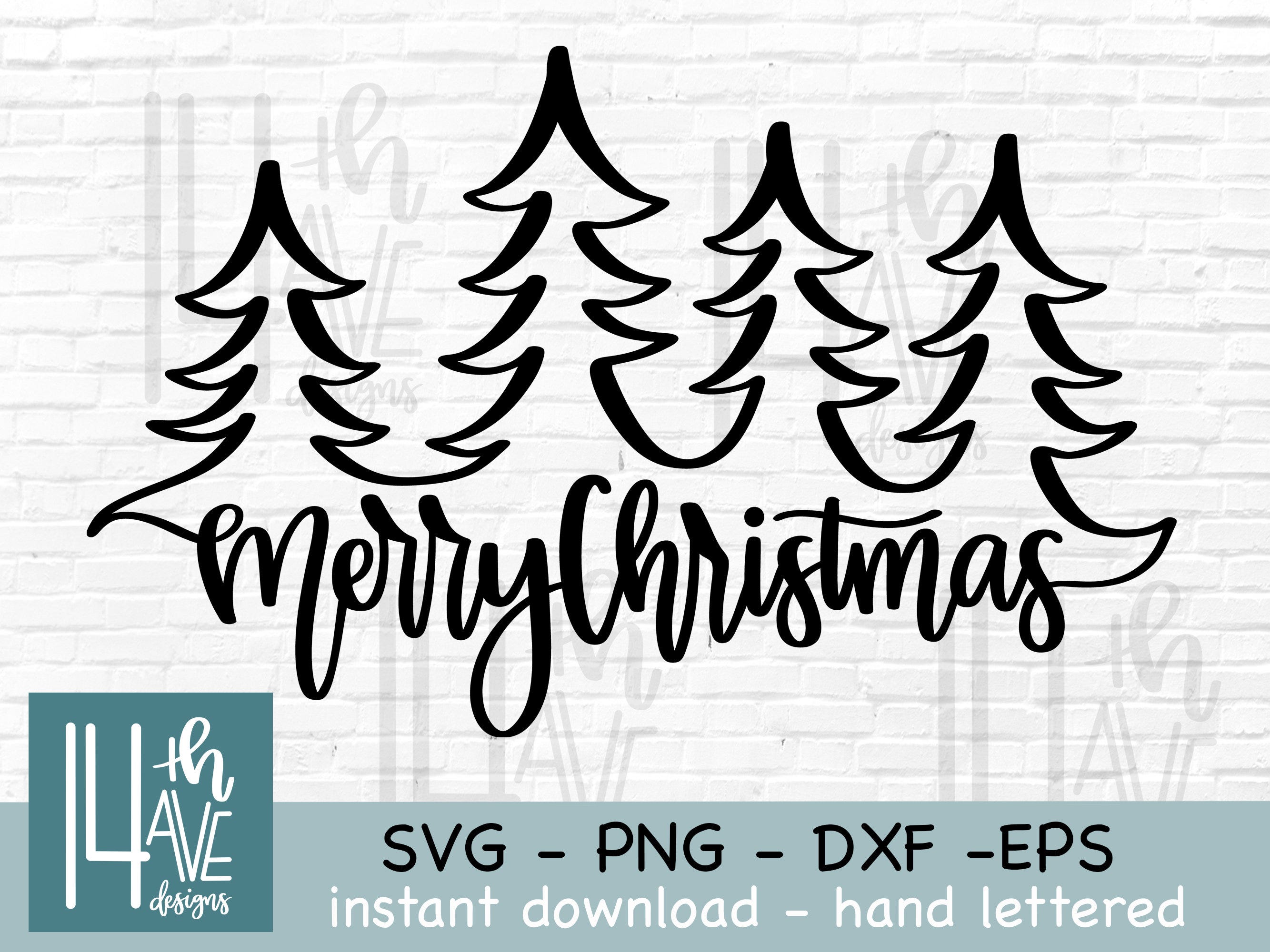 Merry Christmas SVG, Christmas Tree Cut File, Hand Lettered, Christmas Text Overlay, svg, png, dxf, clip art, eps