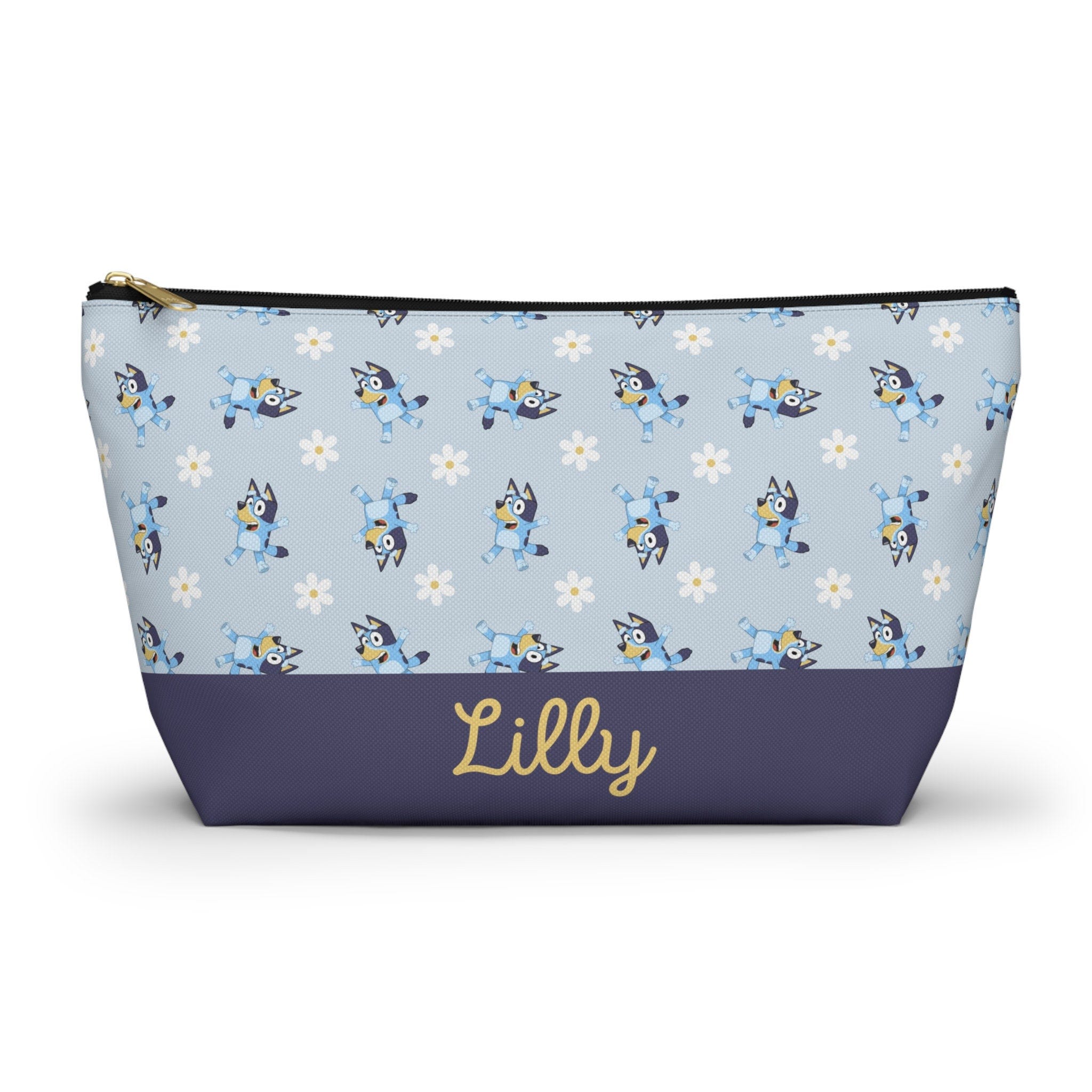 Custom Bluey Makeup Bag, Bluey Daisy Cosmetic Bag, Disney Travel Case, Personalized Bluey Pouch, Zipper Pencil Pouch, Tech Accessory Bag