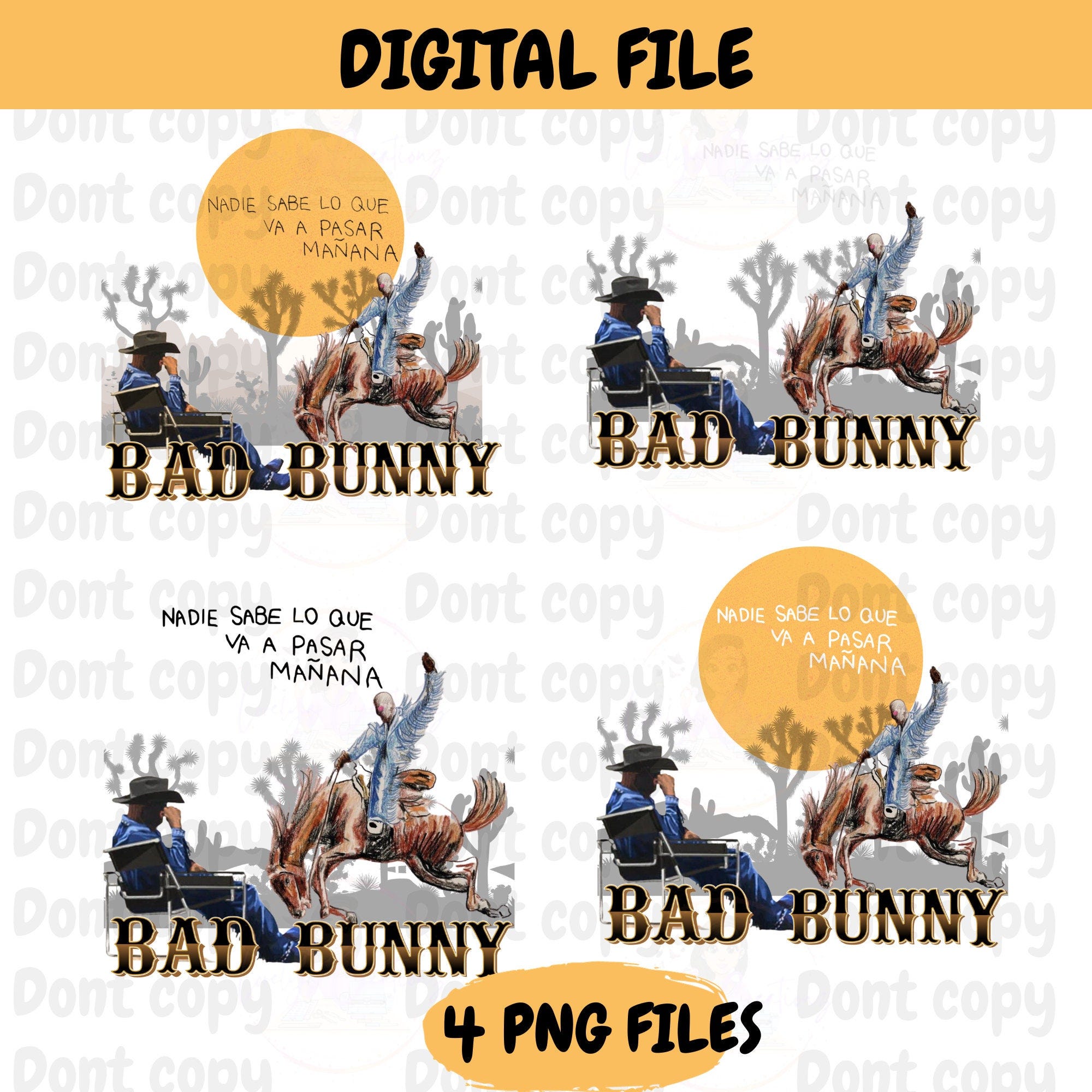 Bad Bunny Bundle Pack Nadie sabe lo que va a pasar mañana Png Digital Download Files.