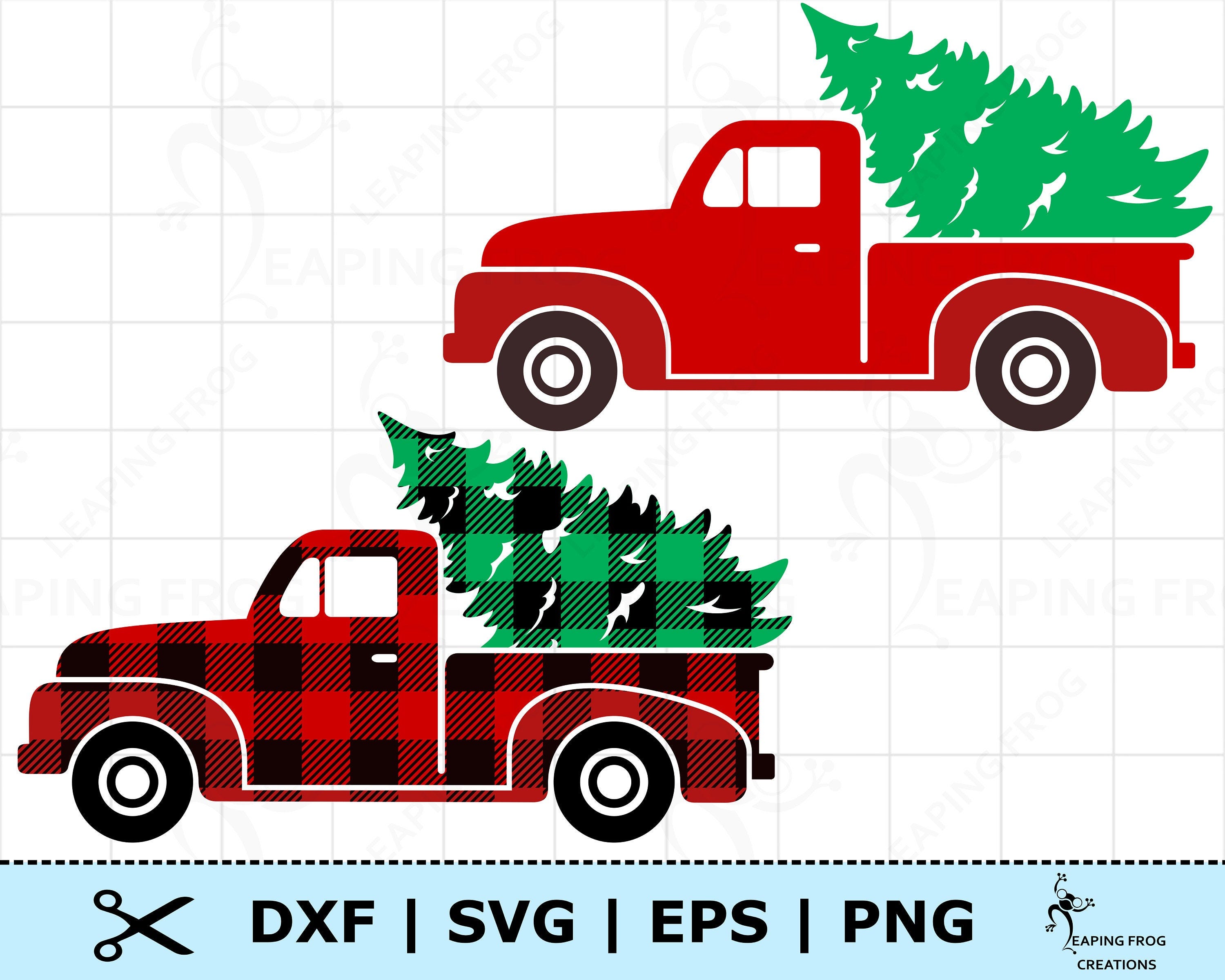 Buffalo Plaid Christmas Truck SVG. PNG. Cricut cut files, layered. Silhouette files. Trees, Red, Black, vintage, DXF, eps. Instant download!