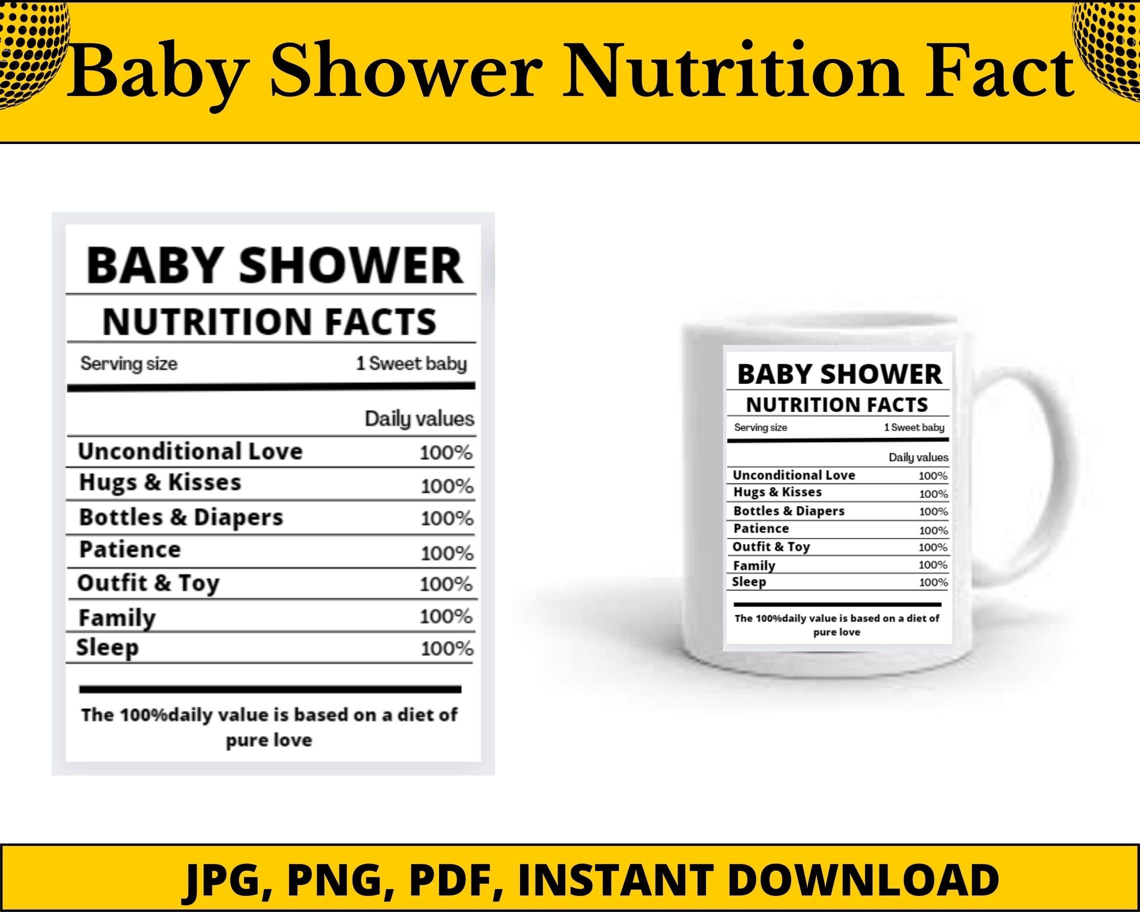 Baby shower Nutrition fact, Nutrition fact, Editable Nutrition fact, Nutrition fact mug, Nutrition fact template, Nutrition fact label svg