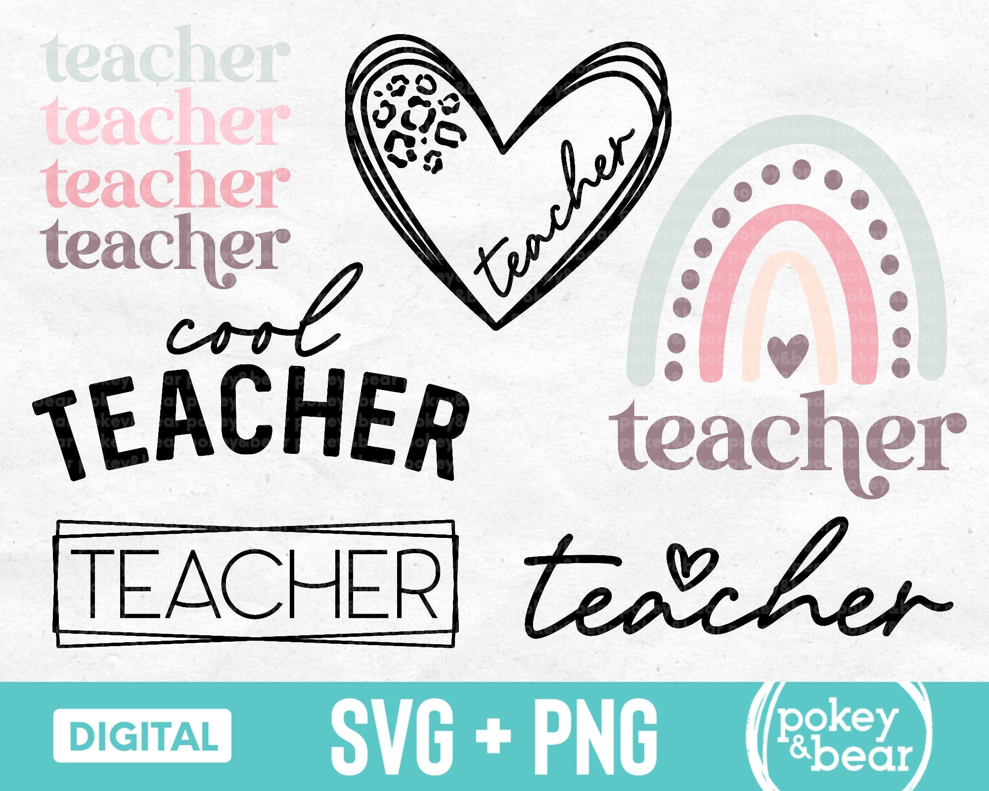 Teacher Svg Bundle Teacher Png Bundle Teacher Shirt Svg Teacher Sublimation Designs Boho Teacher Cut Files Digital Download