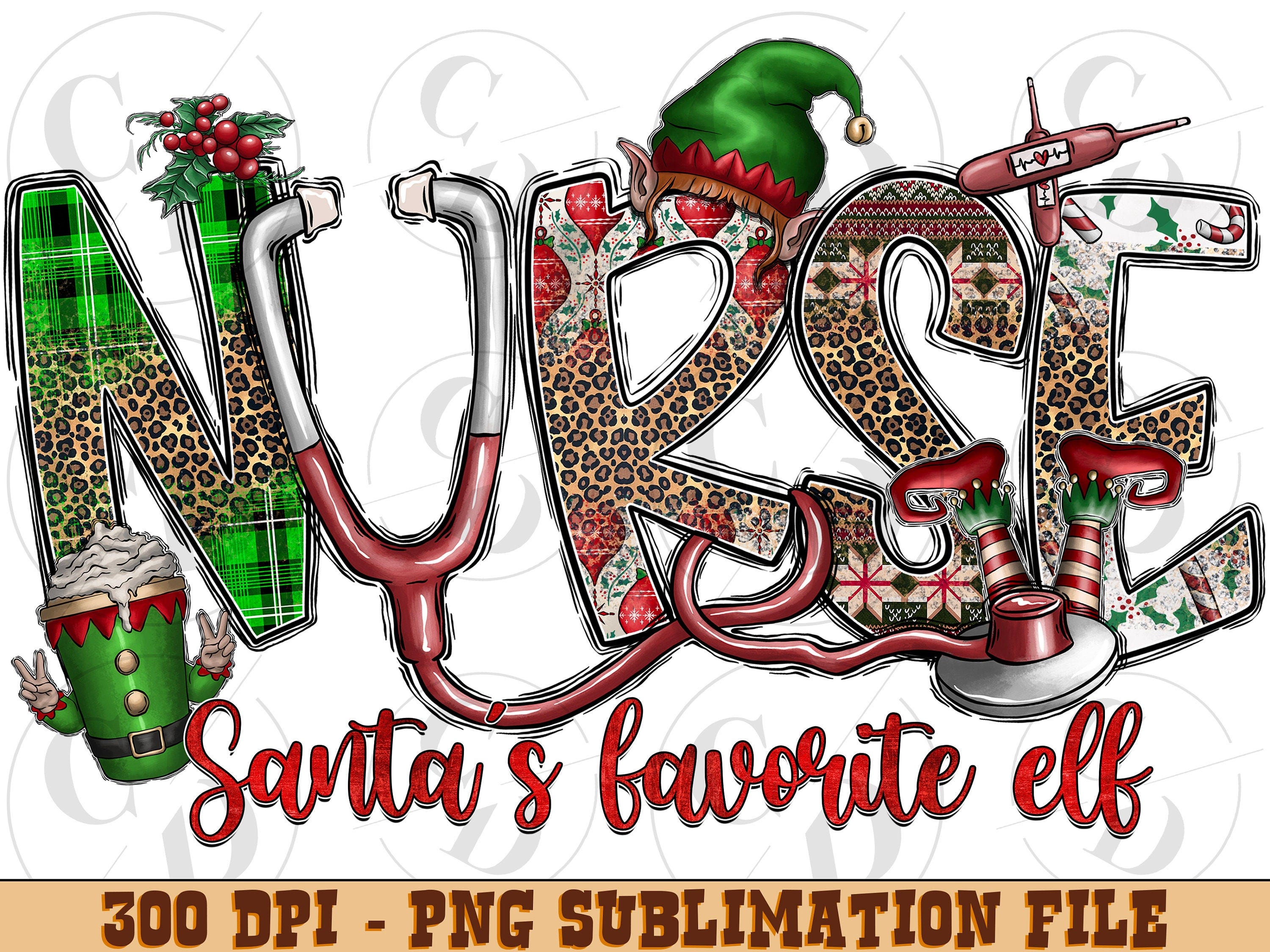 Nurse Santas Favorite Elf png, Merry Christmas, Nurse Png, Nurse Design, Stethoscope Png, sublimation design,Christmas digital design
