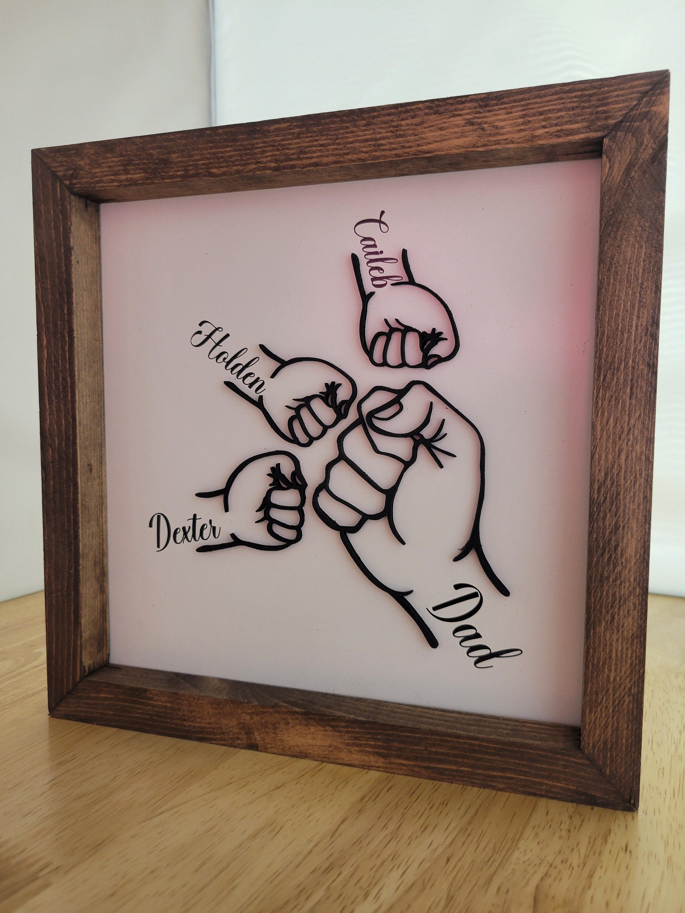 Fist Bump Dad and Kids Framed Sign, Gift, Gift For Dad, Dad Birthday Gift, Father