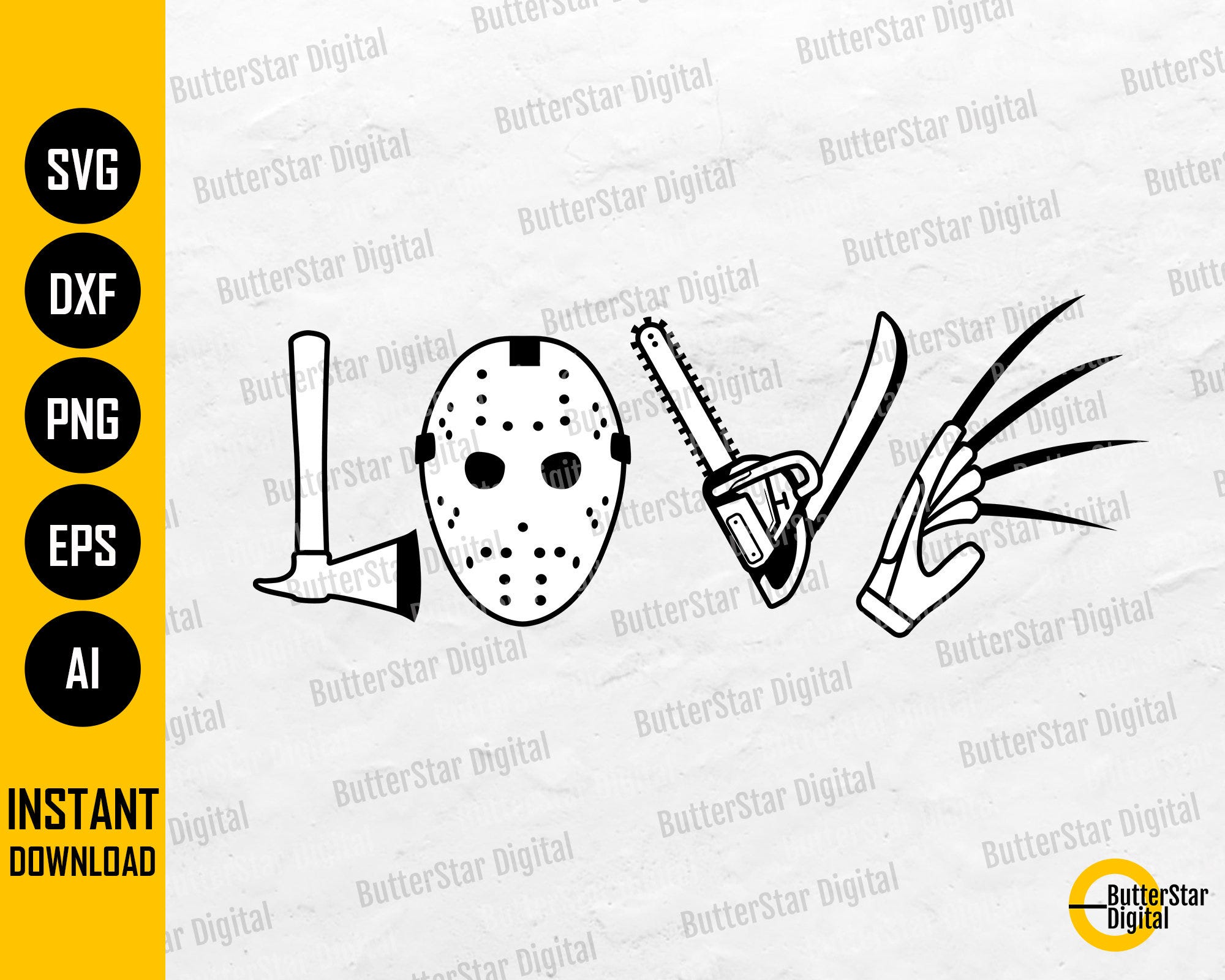 Horror Love SVG | Scary Movies SVG | Halloween SVG | Cricut Cutting File Silhouette Printable Clipart Vector Digital Download Dxf Png Eps Ai