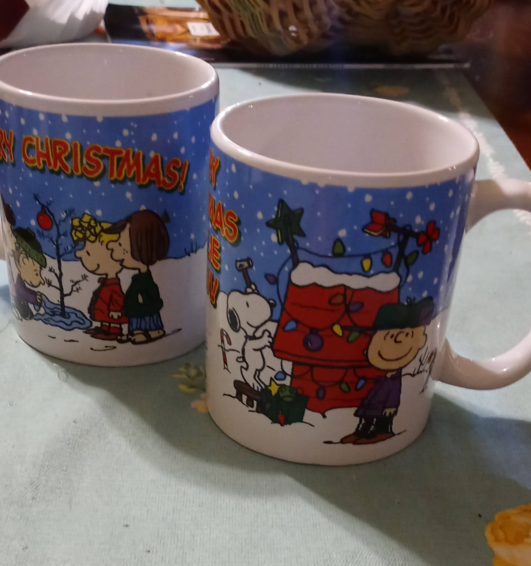 1987 Peanuts Christmas Set of 2 Mugs