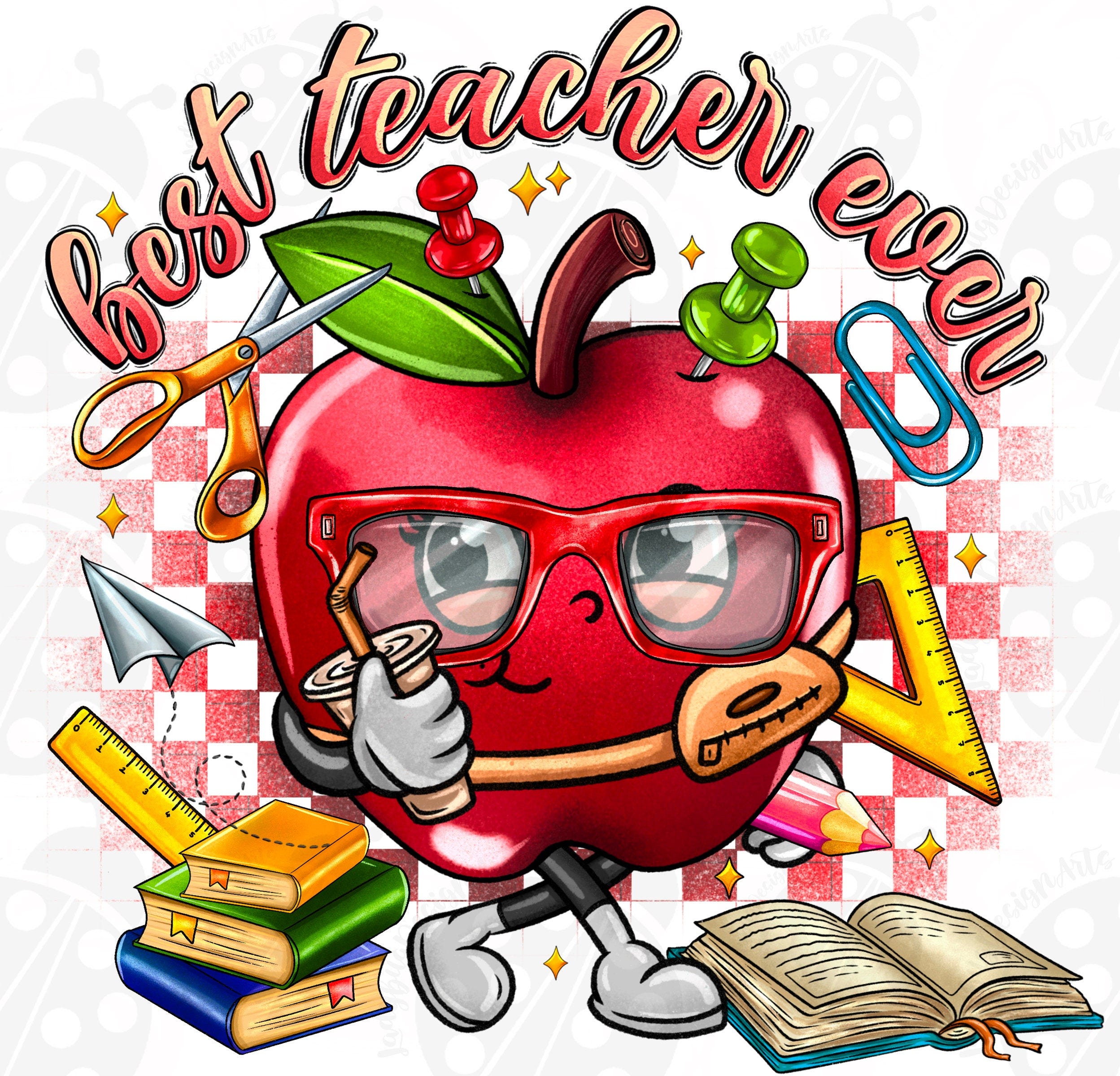 Best Teacher Ever Png Sublimation Design Download, Teacher