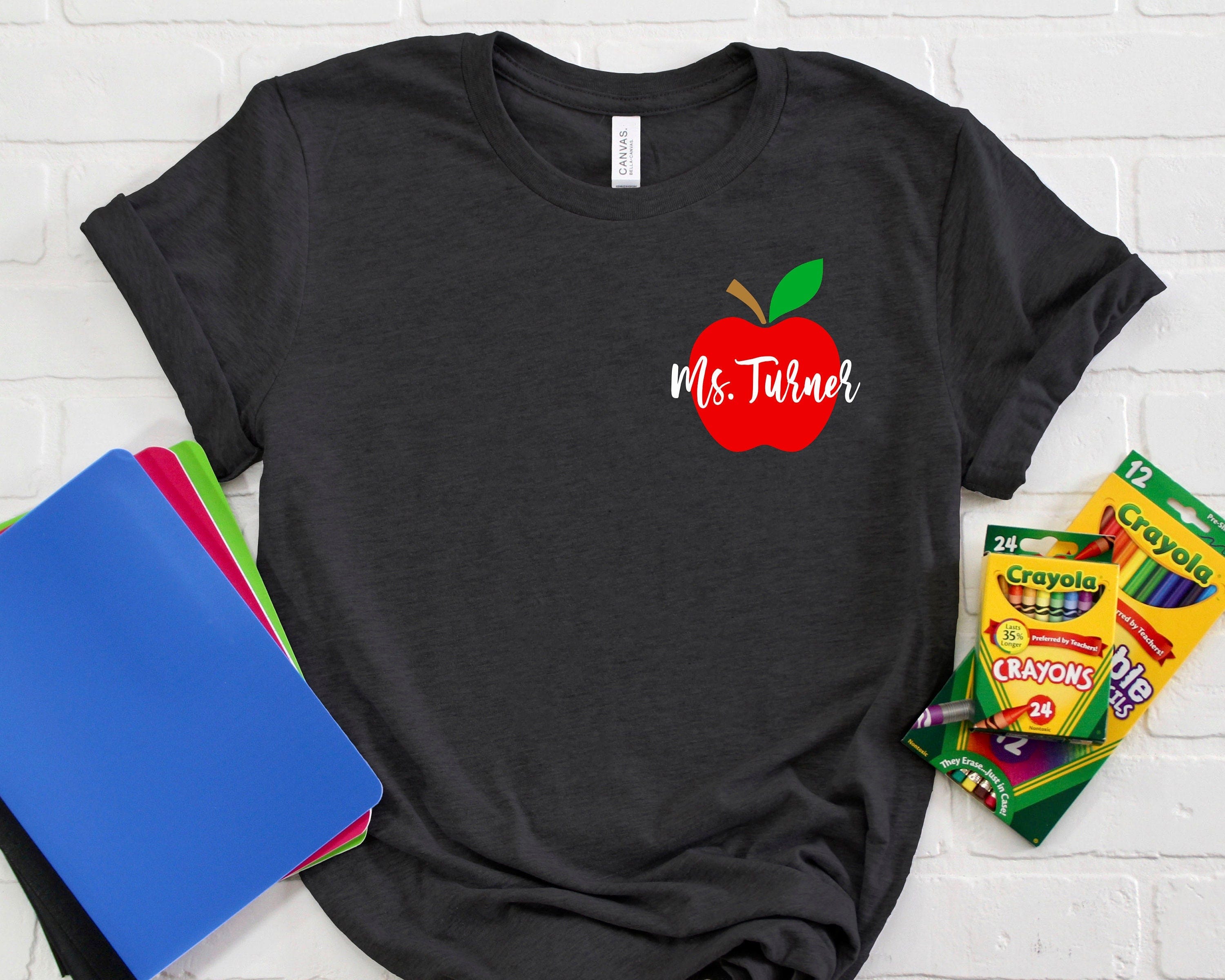 Personalized Teacher Name Shirt, Pocket Apple Teacher T-Shirt, Teacher Gift, Custom Elementary Teacher Appreciation Shirt, Graduation Gift