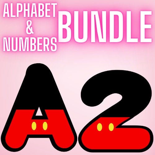 Mickey Mouse Letters & Numbers 0-9 SVG, PNG,  Mickey Mouse Birthday Numbers, mickey mouse alphabet