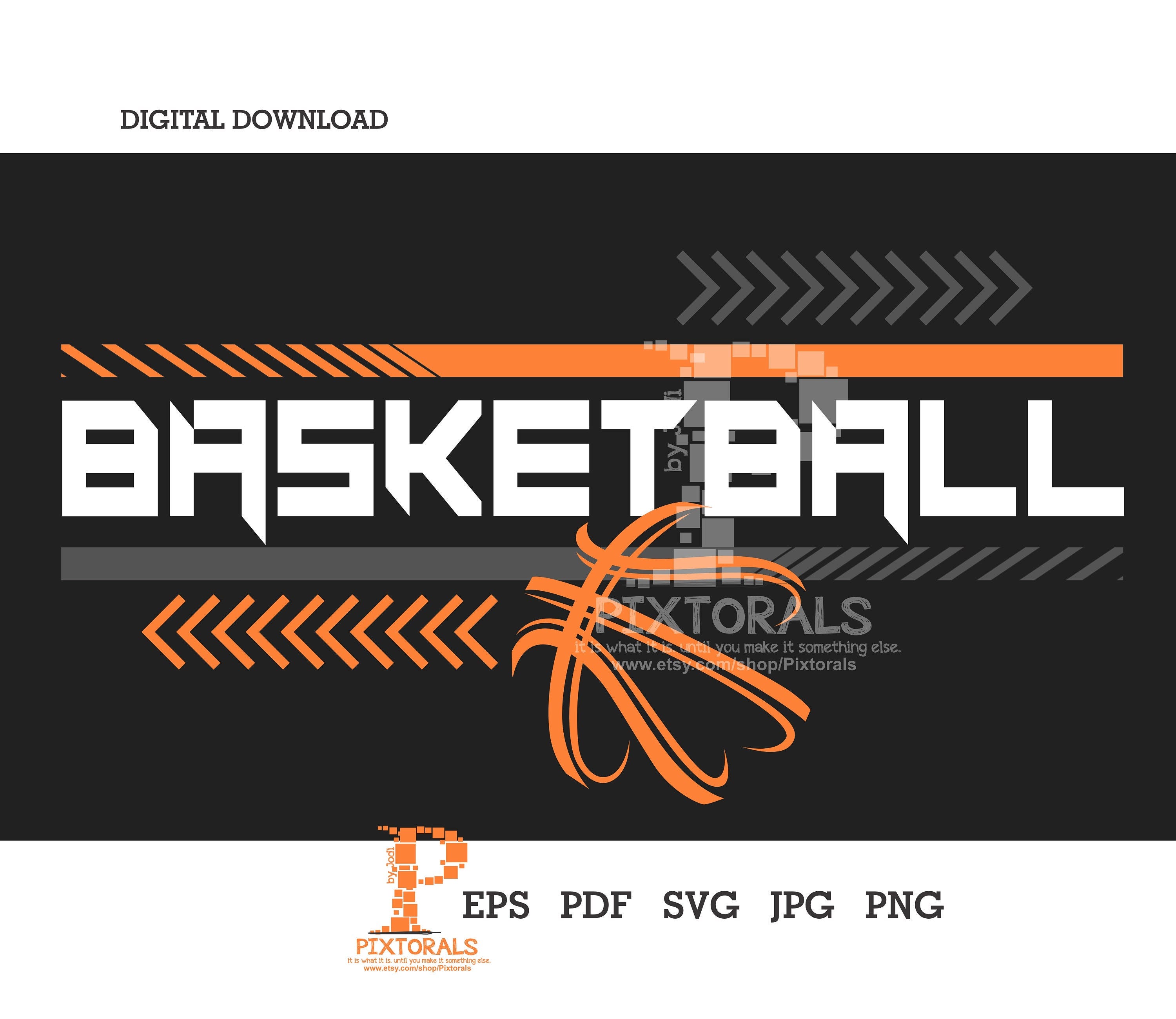 Basketball Digital Download, eps, svg, pdf, jpg and png, T-shirt Graphics, Basketball Design, Clip Art, Vector Art