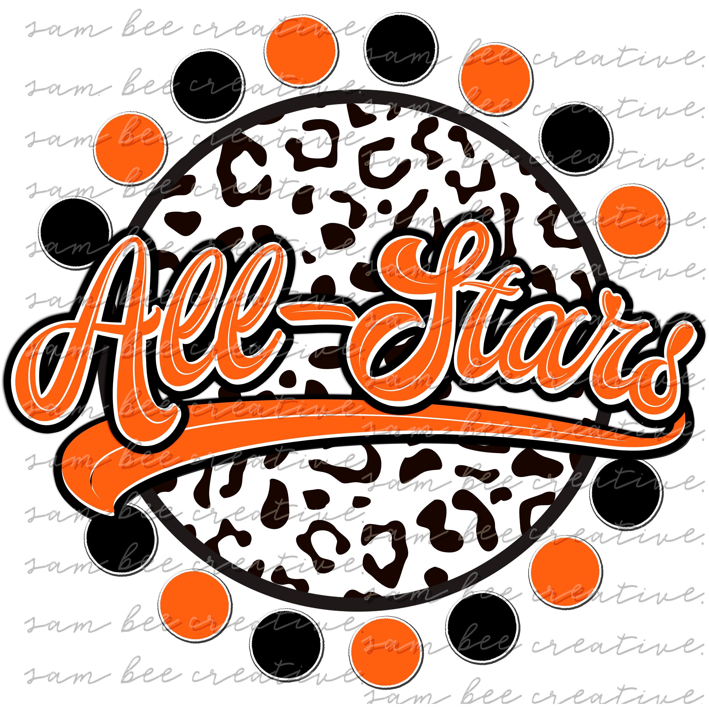 All-stars leopard round game day digital design / sublimation png file / instant digital download / baseball softball football basketball