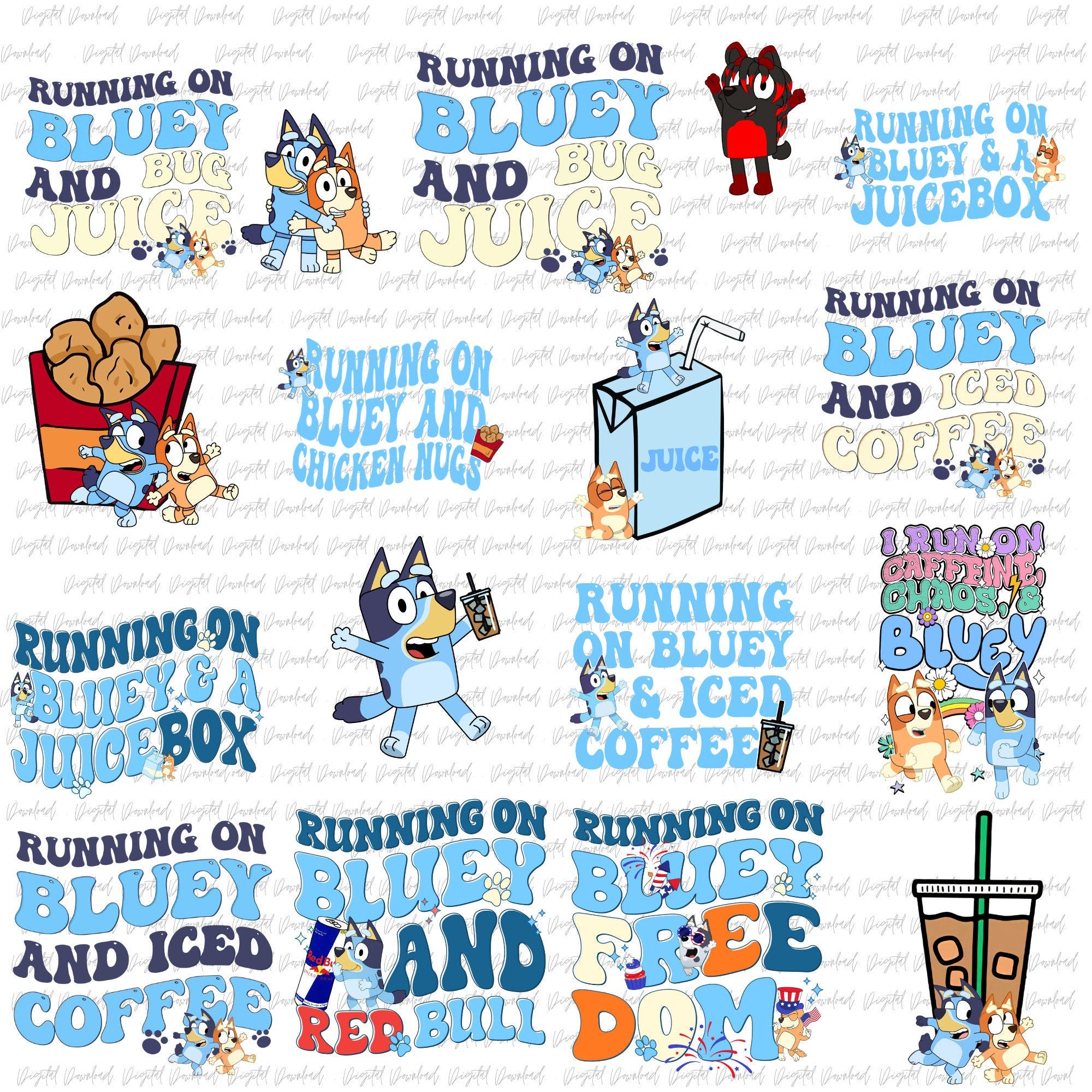 Blueey runing on, High Quality Cartoon Character Running On PNG Bundle, Running On And Iced Coffee Png, Juice Box Png