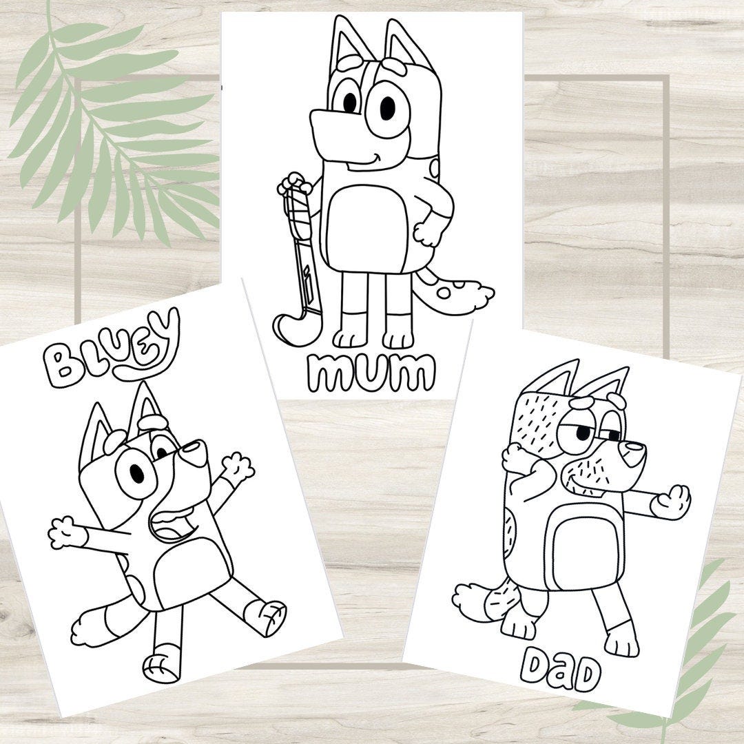 Bluey Bingo Coloring Pages - 3 Pack Digital Download - Print at Home - Bluey Gift Favors - Bluey Party - Bluey Birthday - Bluey Show Gifts