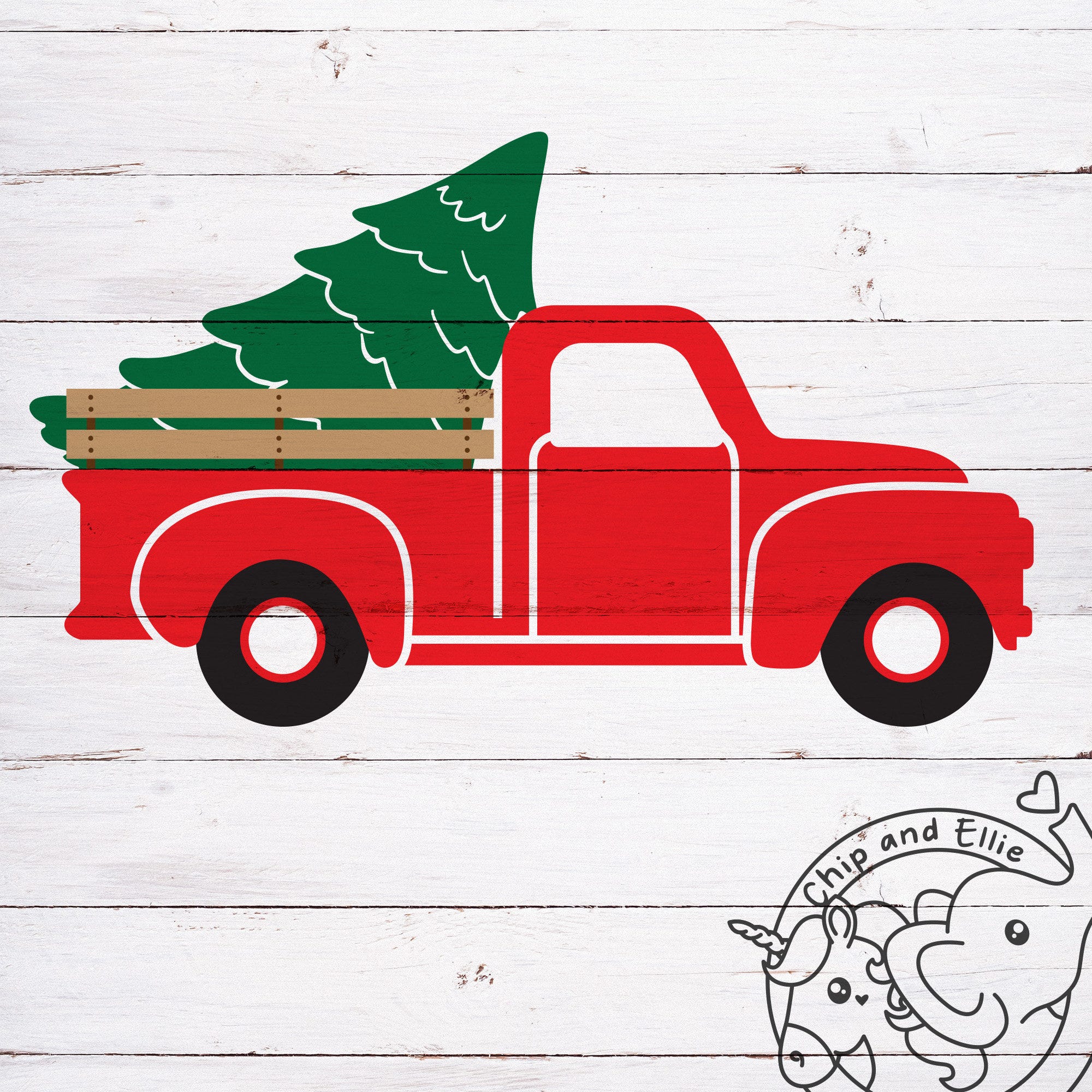 Vintage Truck with Christmas Tree - PNG DXF SVG - Cut File Digital File T-Shirt Art Cricut Sublimation Download Cut File