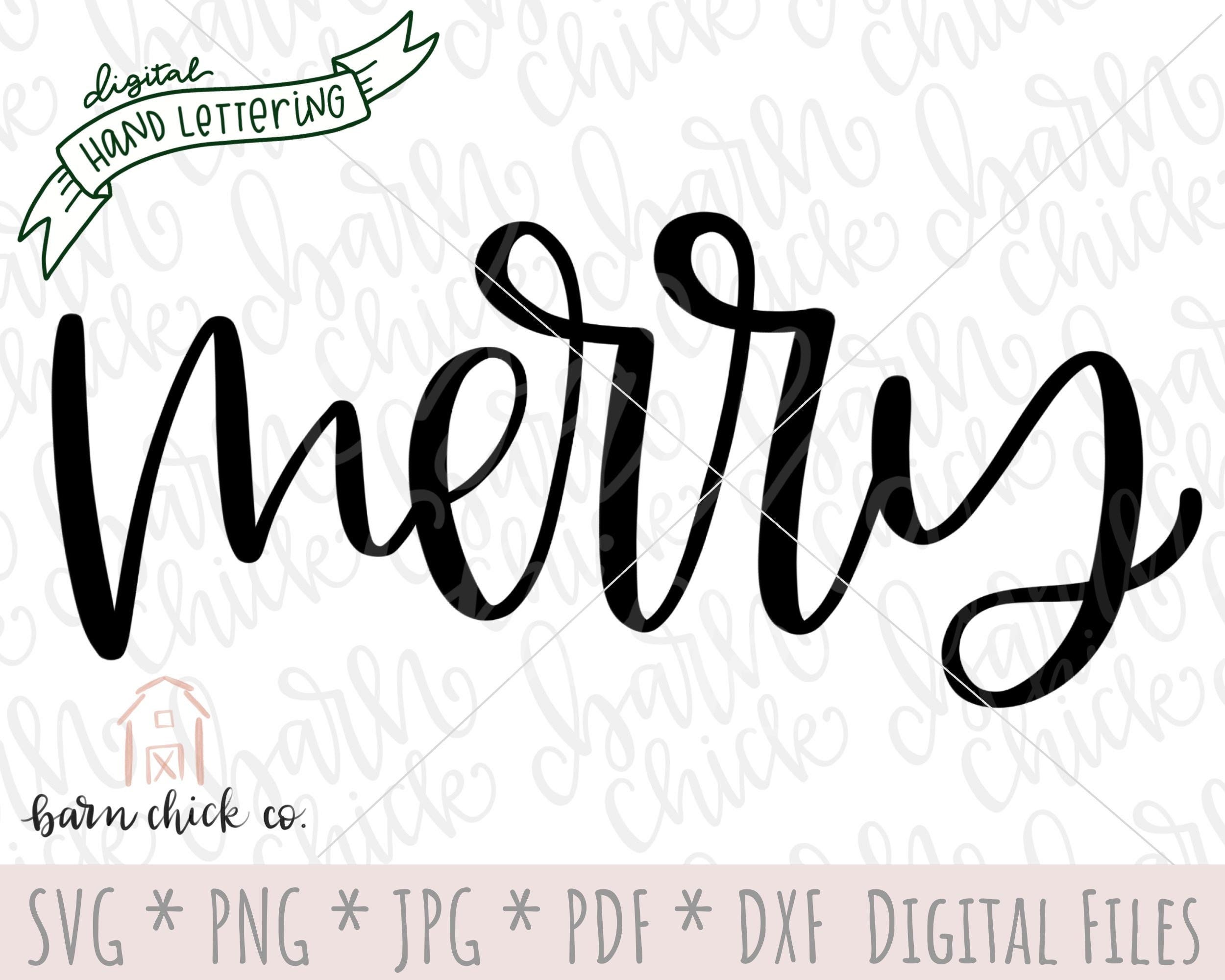 Hand-Lettered Christmas SVG | "Merry" cut file design | Instant Digital Download sublimate | modern calligraphy