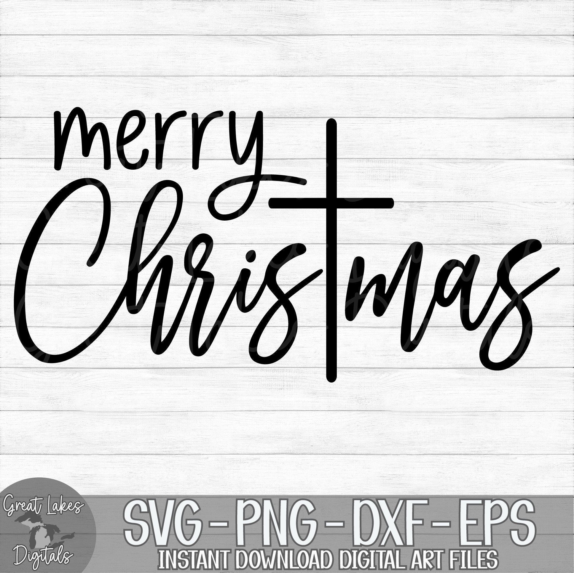 Merry Christmas - Instant Digital Download - svg, png, dxf, and eps files included! Cross, Religious