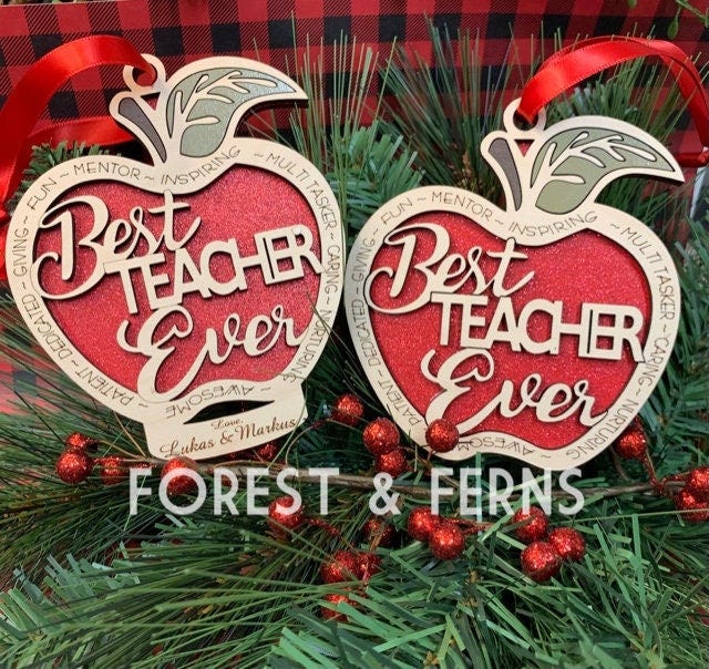 Best Teacher Ever Apple Ornament - SVG FILE ONLY