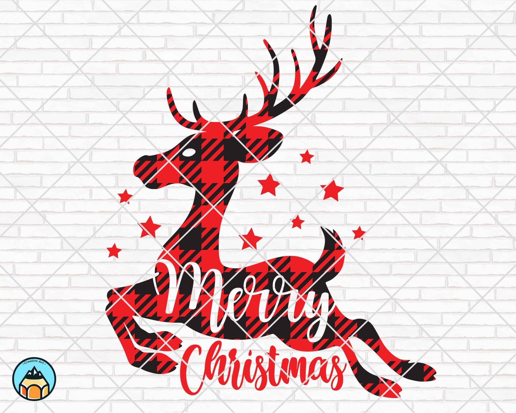Merry Christmas Deer Svg, Christmas Deer Svg, Plaid Deer Svg, Christmas Svg files, Christmas Svg for Shirts, Christmas Cricut Svg Silhouette