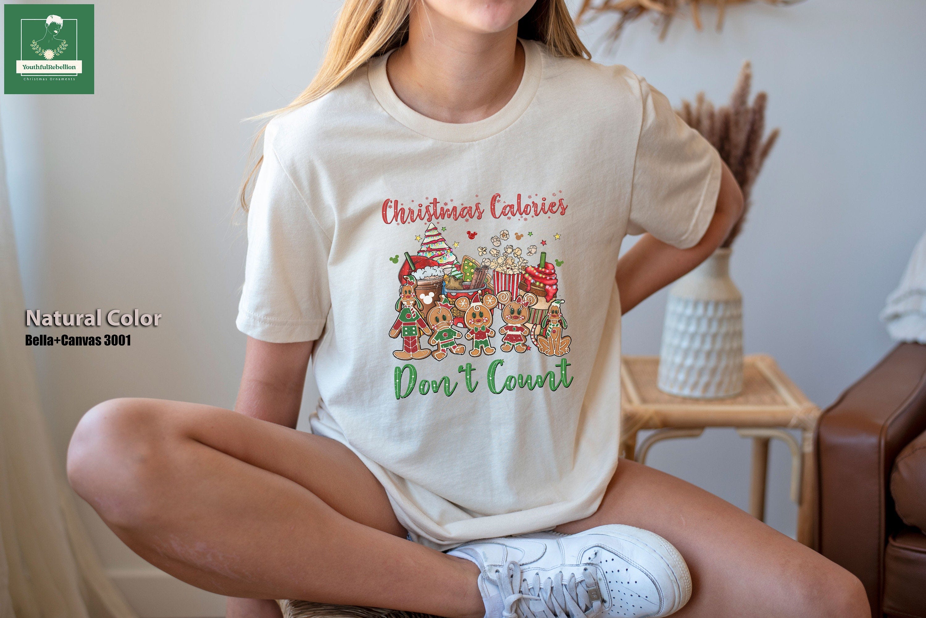 Comfort Colors® Christmas Calories Dont Count Shirt, Disney Gingerbread Shirt, Christmas Party Shirt, Disney Snacks Shirt, Mickey & Friends