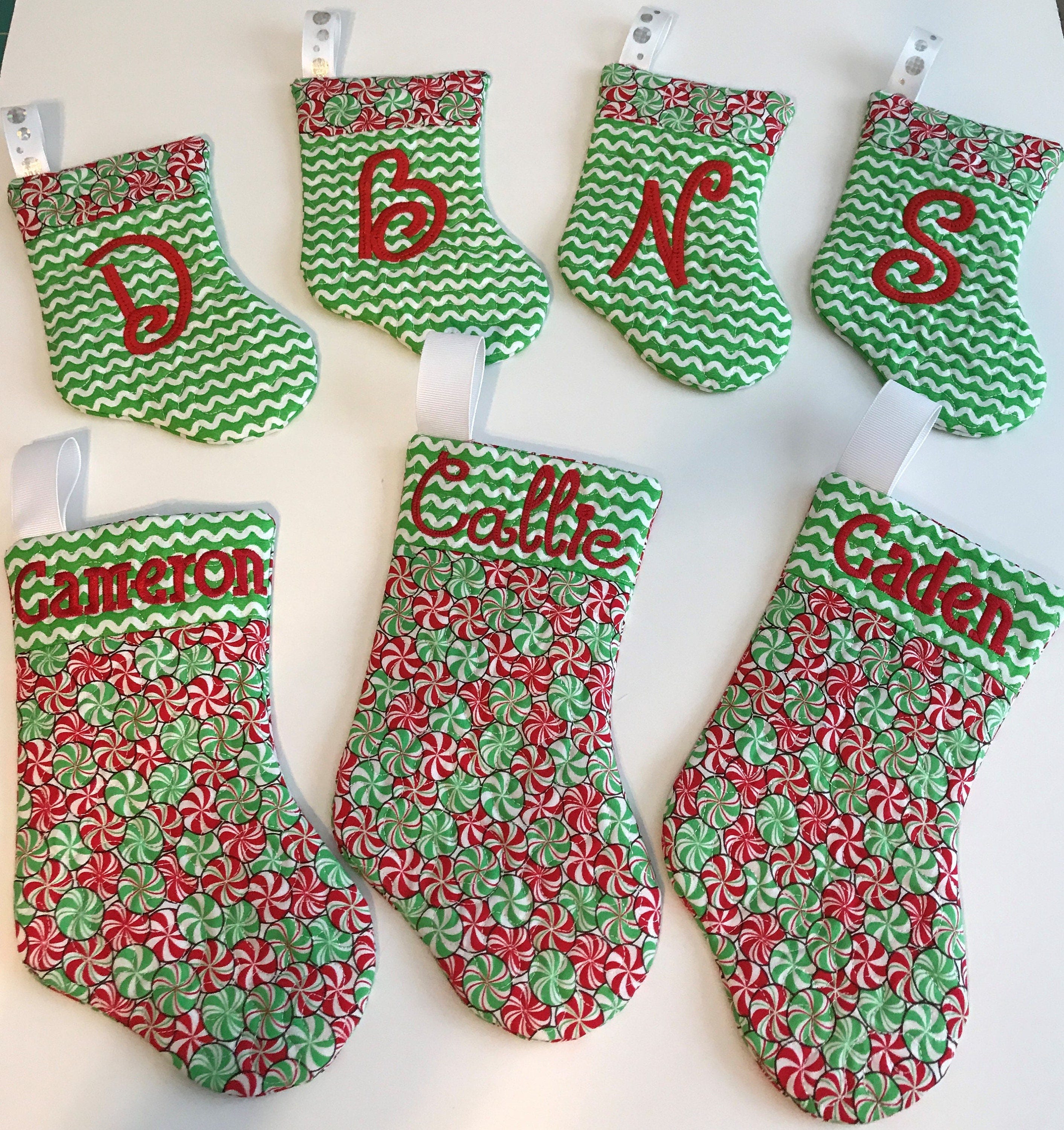 ITH In the Hoop Christmas Stocking Machine Embroidery Design File Digital Download 5 Sizes