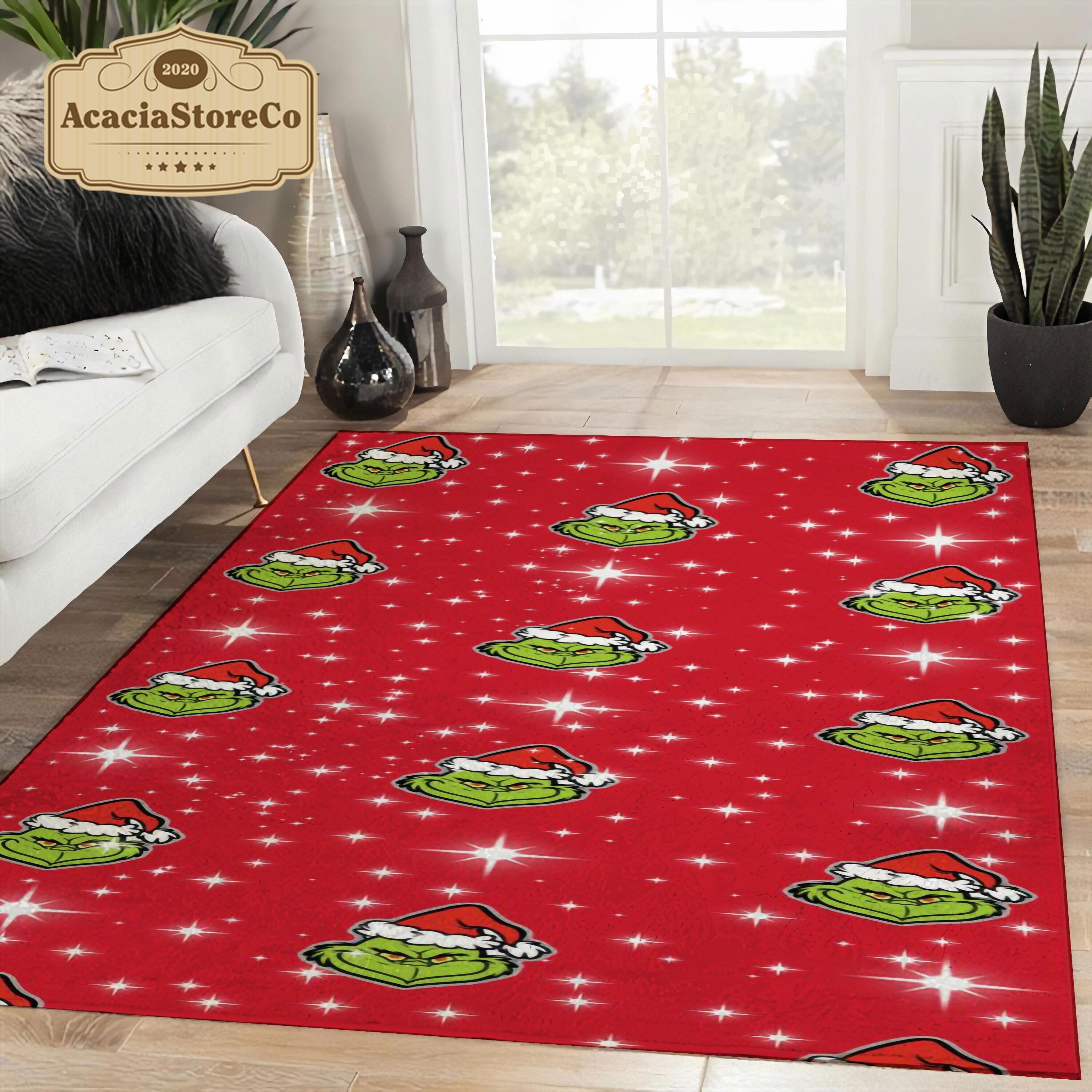 The Grinch Christmas Pattern Rectangle Rug, Grinch Christmas Holiday Area Rug, Christmas Decoration, Christmas Gift, Home Decor Rug