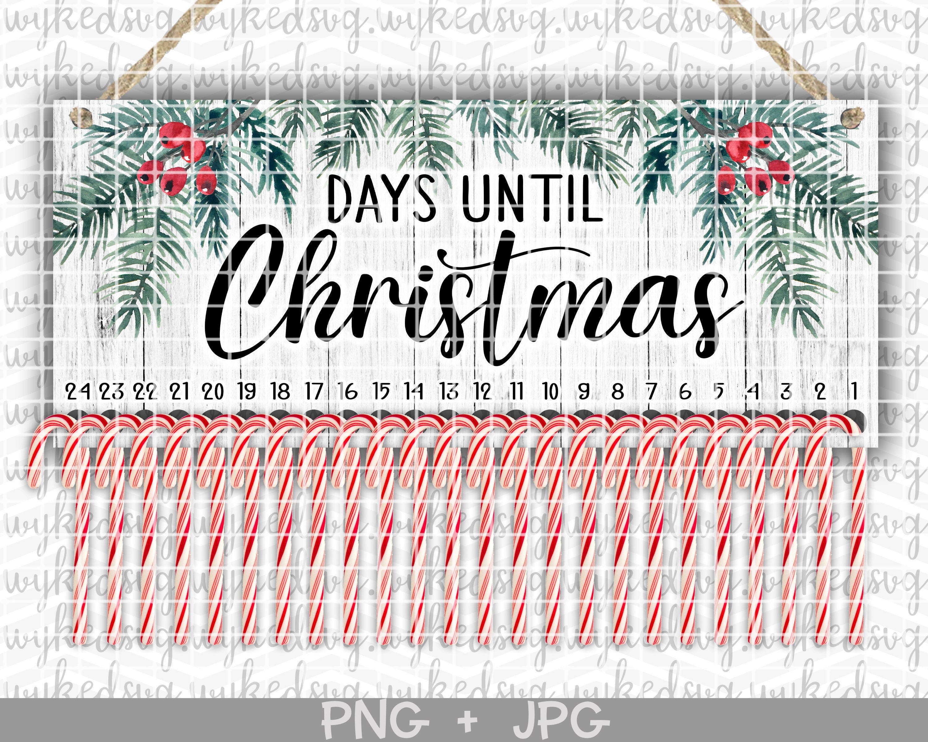 candy cane countdown png, christmas sublimation design, countdown to christmas, candy cane advent, days until christmas, digital template