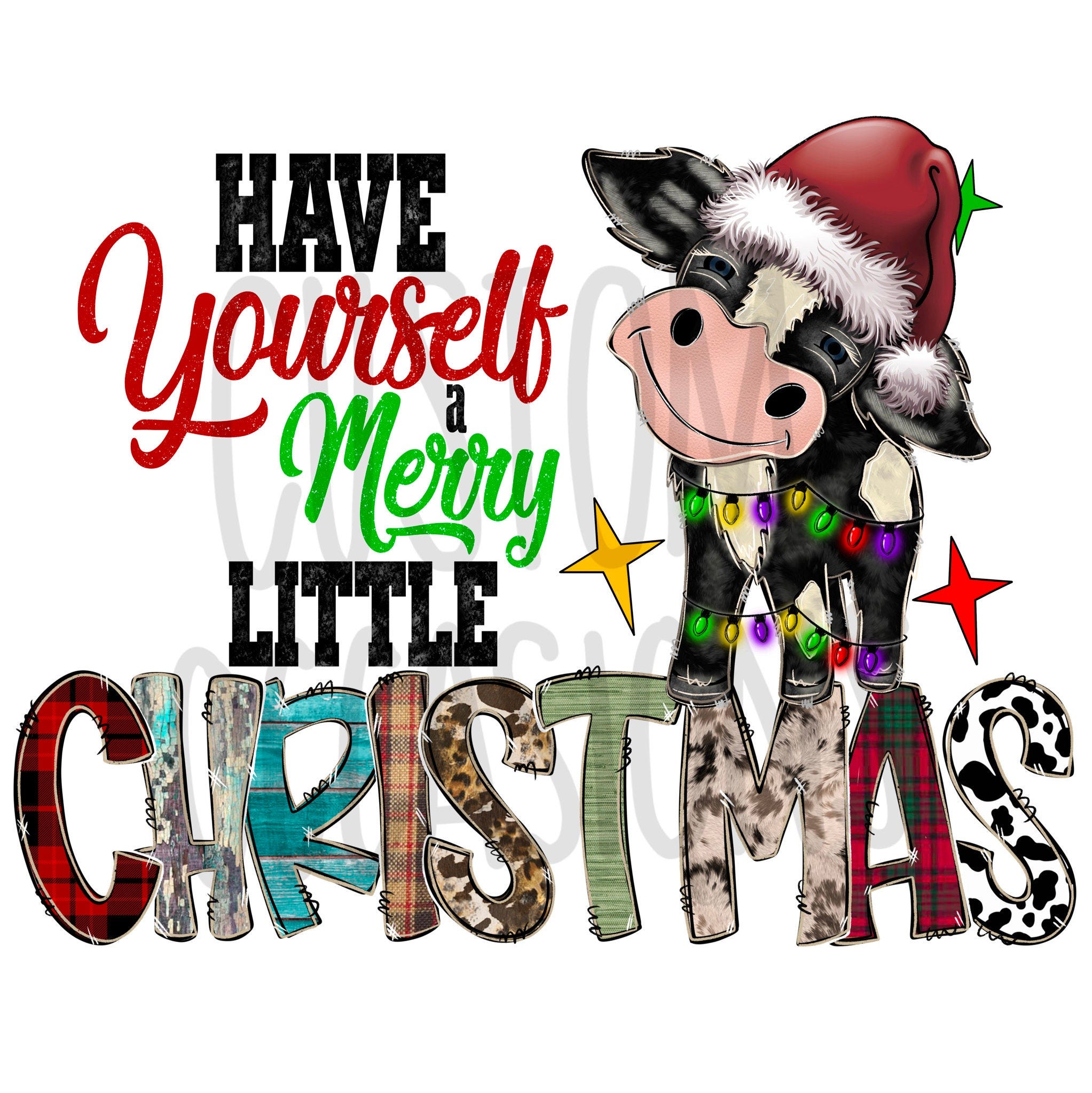Merry Little Christmas Calf PNG