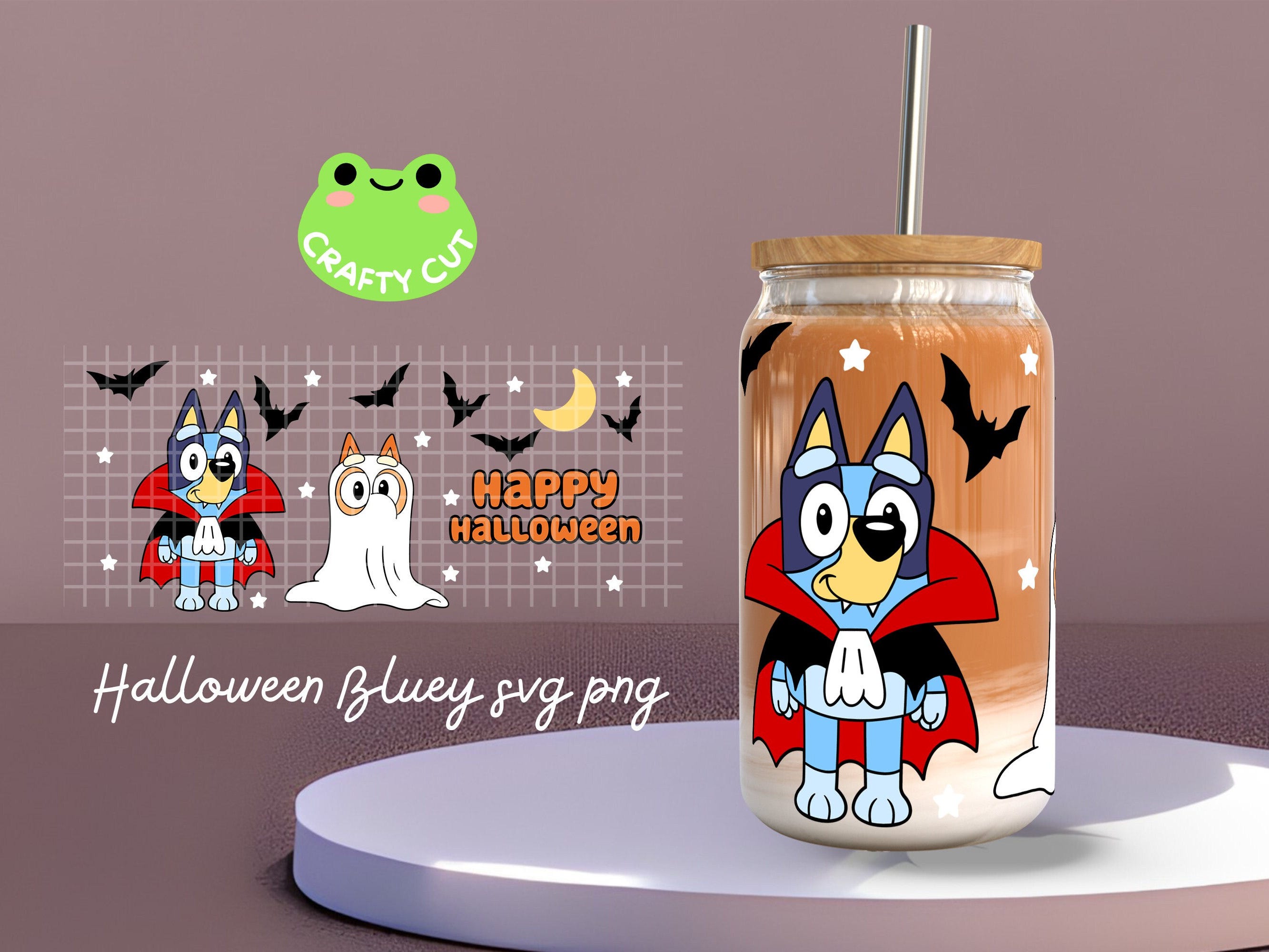 Blue Dog and Friends Halloween Costume Wrap SVG PNG| Instant Download SVG File| Spooky Cartoon Dog Wrap