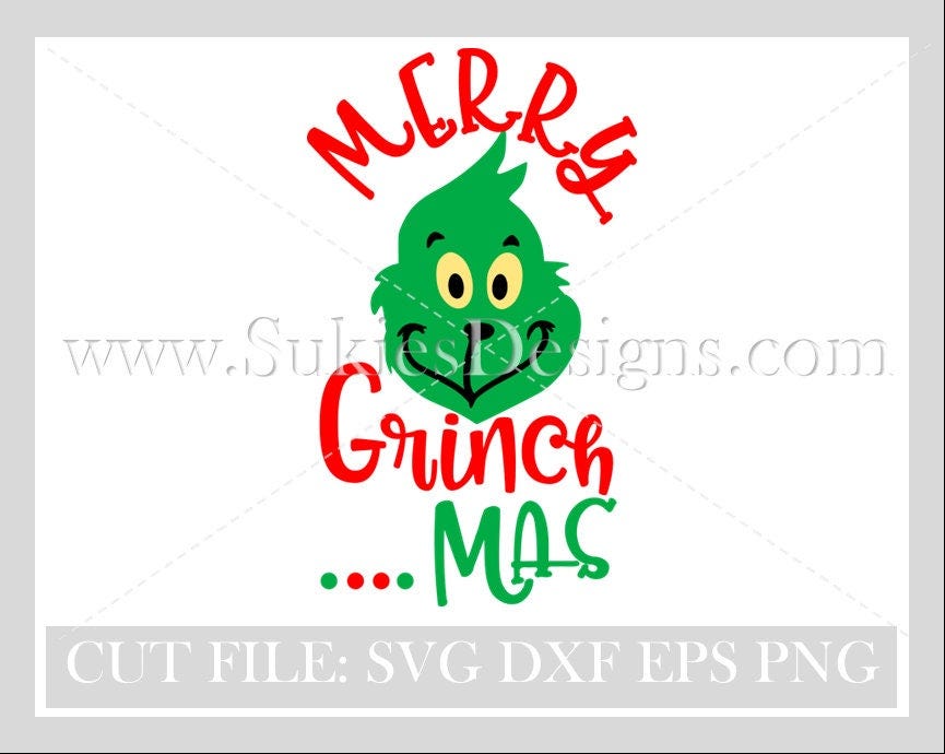 Merry GrinchmasSVG, DXF, PNG Files for cutting machines, Christmas svg designs, Christmas svg files, grinch svg, grinch face svg, svg file