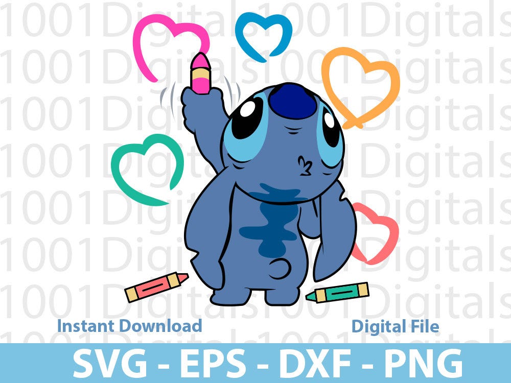 Stitch Svg, Stitch Draw Heart Svg , Cute Stitch Svg, Stitch Clipart, Cut File, Cricut Silhouette, Sticker Svg, Svg Eps Dxf Png Digital File