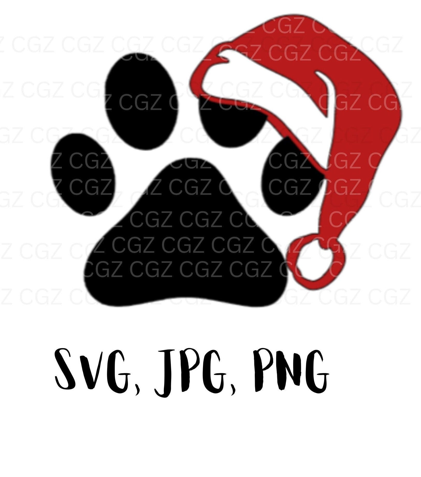 Santa Paw Print SVG/Paw Print Christmas SVG/Paw Print Svg/Paw Print Digital/Christmas Paw Print/Christmas Paw Print/Animal Print